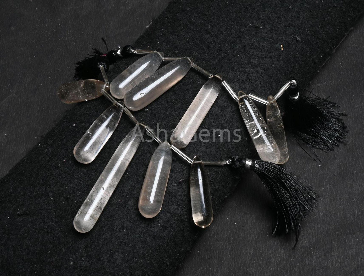 Natural Smoky Quartz Fancy Long Pencil Drop Beads, Smoky Smooth Handmade Teardrop Side Drill Gemstone Smoky Bead For Jewelry Handicraft SALE