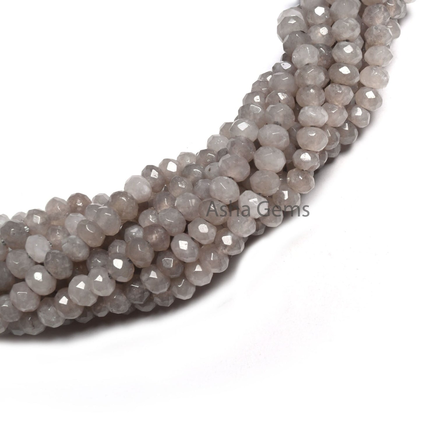 Beautiful Grey Jade Quartz Faceted Gemstone Loose Beads,13.5" Strand Grey Jade Machine Cut Rondelle Bead,4.5 mm Beautiful Jade Beads Jewelry