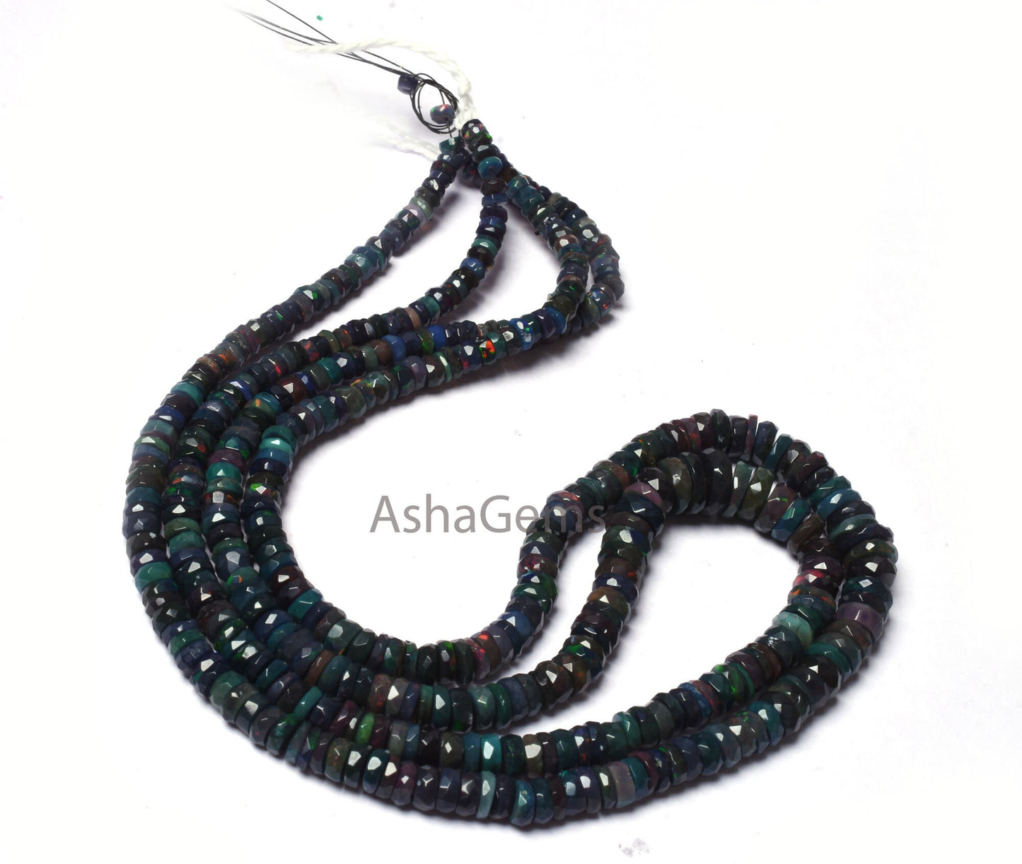 16"Strand Multi Blue Ethiopian Opal faceted tyre Gemstone Beads Welo Flash Ethiopian Opal Tyre Bead Opal faceted Tyre Beads Necklace Jewelry