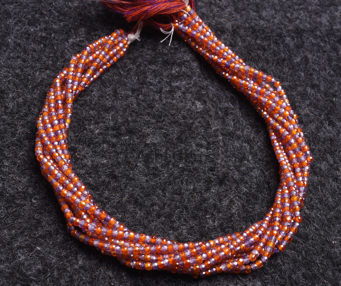 AAA multi orange Blue zircon Faceted Rondelle beads13" Cubic Zircon orange Blue One By One sequence Strand Micro Cut 3mm Zircon Bead Jewelry