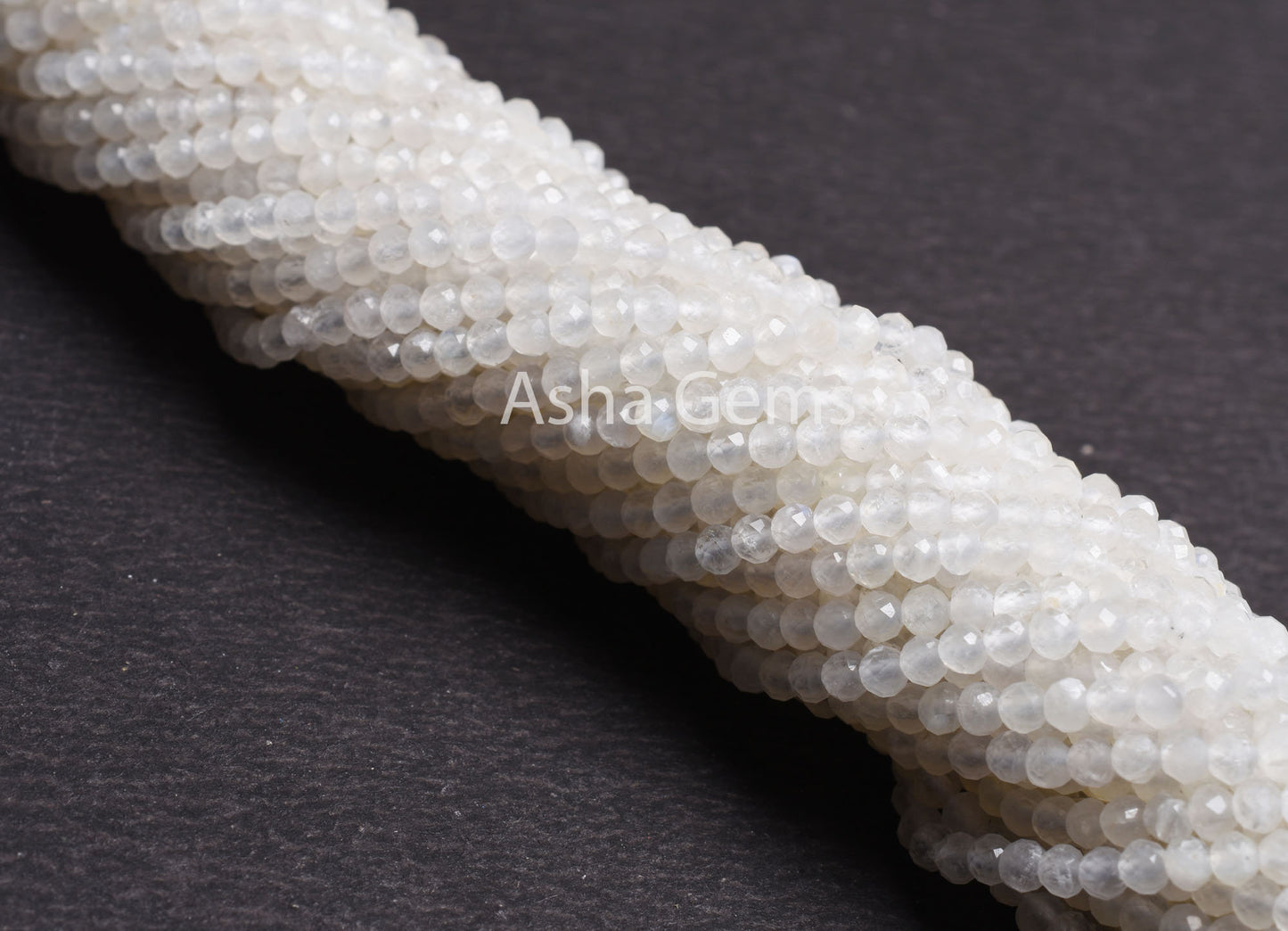 3.2 mm Rainbow Moonstone Faceted Rondelle Beads Natural Blue Fire Rainbow Moonstone Micro Machine Cut Beads,12.5" Strand White Rainbow Beads
