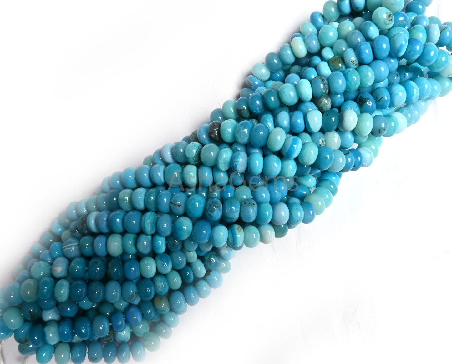 Fine Quality Blue Opal Smooth Rondelle Shape Gemstone Beads,8mm Shaded Blue Opal Plain Handmade Opal Bead Jewelry Making Necklace Craft SALE