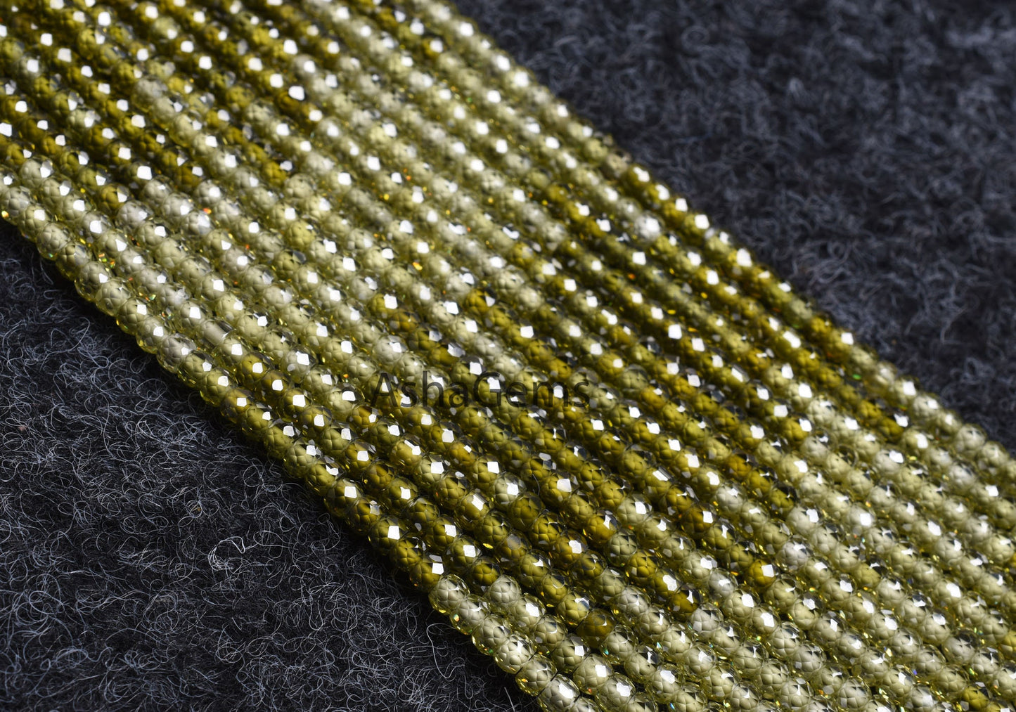3 mm AAA Green Zircon Faceted Rondelle Beads,13" Strand Shaded Green Zircon machine Cut beads, Hina Green Cubic Zircon Beads Jewelry Crafts