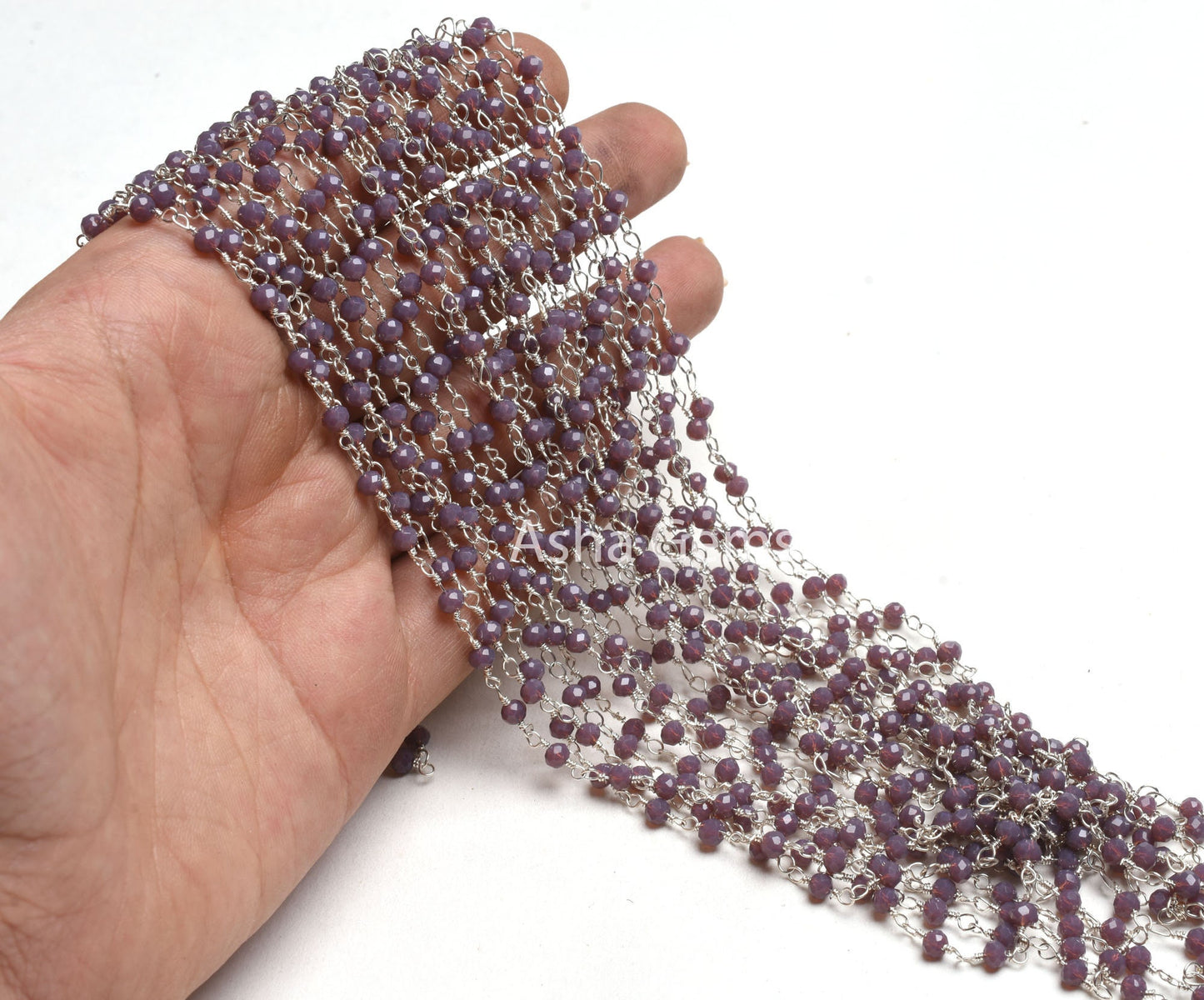 Rosary Chain AAA Dark Lavender Hydro Rondelle Faceted Micro Cut Beads Chain Silver Plated Wire Wrap Jewelry Making Chain Rosary Crafts SALE
