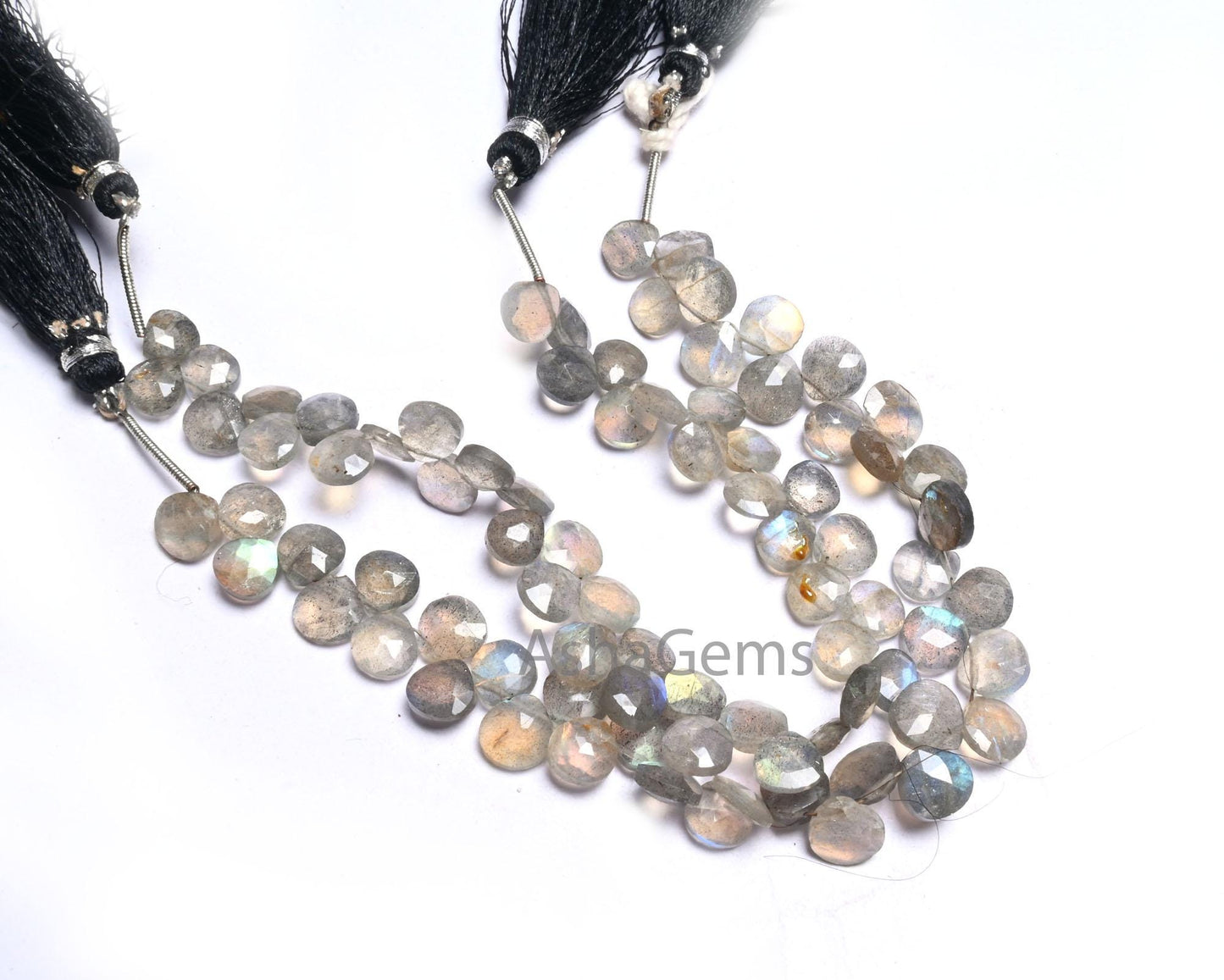Natural Flash labradorite faceted Heart Shape Beads,Fine Multi Fire Grey labradorite Heart Side Drill Gemstone Labradorite Bead Jewelry SALE (AG 18612)