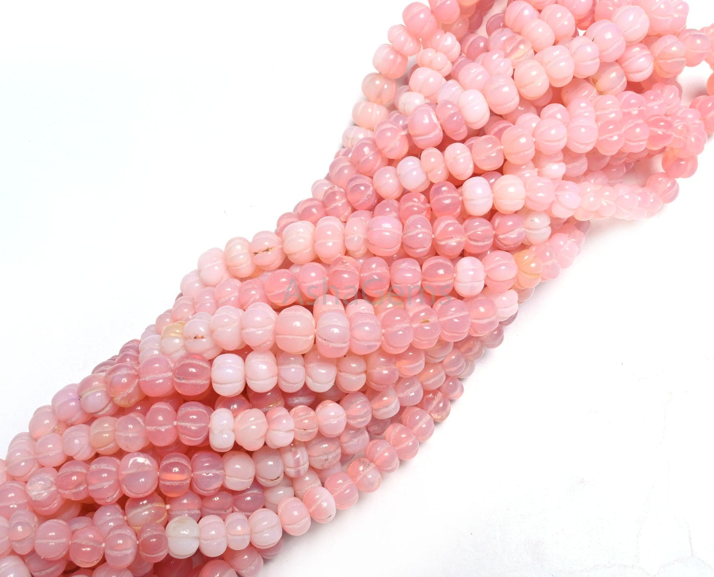 Beautiful Pink Opal Carved Watermelon Shape Beads, Fine Shaded Pink Opal Carving Beads, Opal Melon Hand Carve Pumpkin Gemstone Beads Jewelry