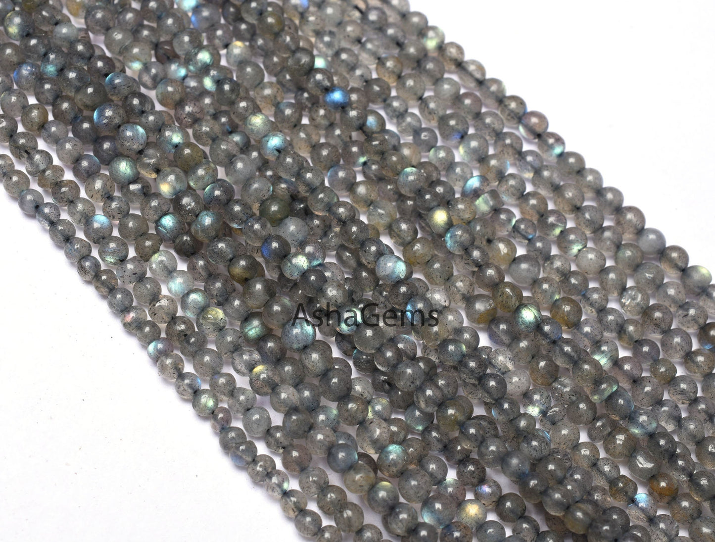 13"Strand Natural Blue Fire Labradorite Smooth Round Gemstone Beads,4 mm Black Rainbow Round Ball Beads Jewelry Craft Labradorite beads Sale