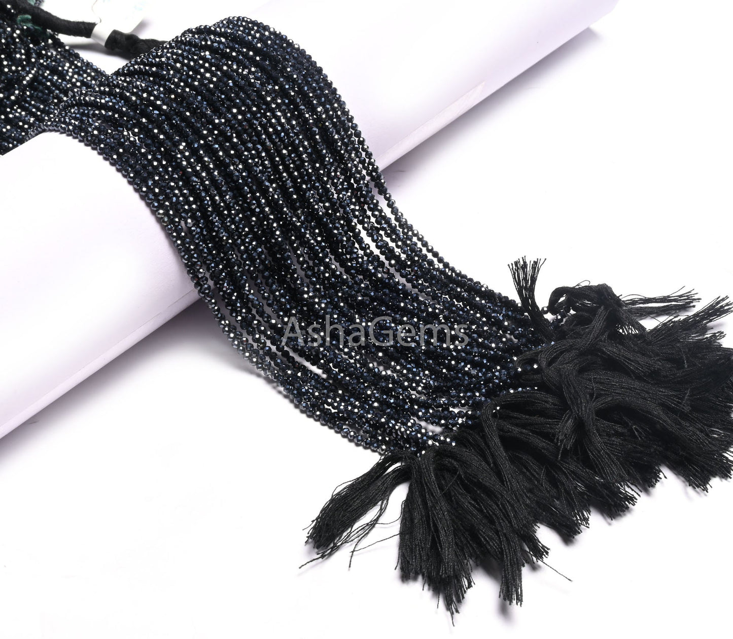 2.2 mm Black Spinel Silver Coated Micro Cut Rondelle Gemstone Tiny Beads,13"Coated Spinel Faceted Machine Cut Spinal Bead Jewelry Craft SALE