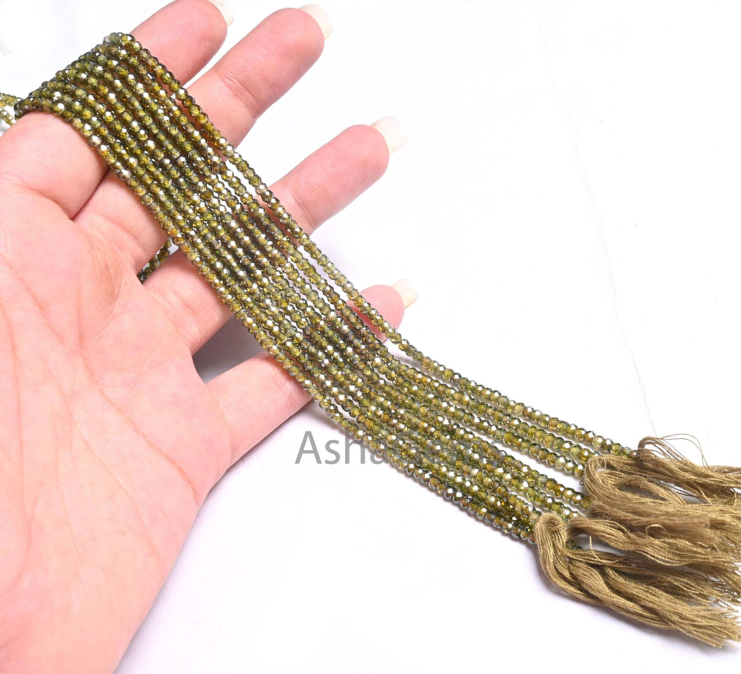 Beautiful Green Zircon Micro Faceted Beads,3.2 mm AAA Dark Olive Green Cubic Zirconia Machine Cut Rondelle Zircon Beads Jewelry Crafts SALE