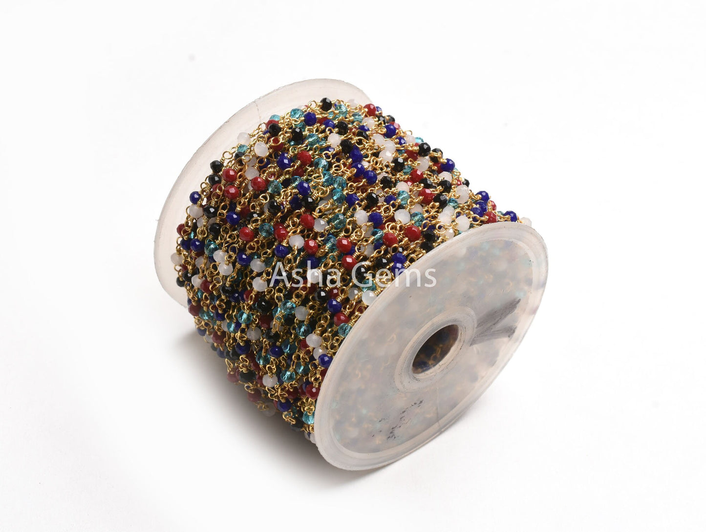 Beautiful Multi Color Stone Hydro Beads Rosary Chain, Disco Faceted Rondelle Bead Chain by feet Gold Plated Wire bulk Roll Chain Crafts SALE