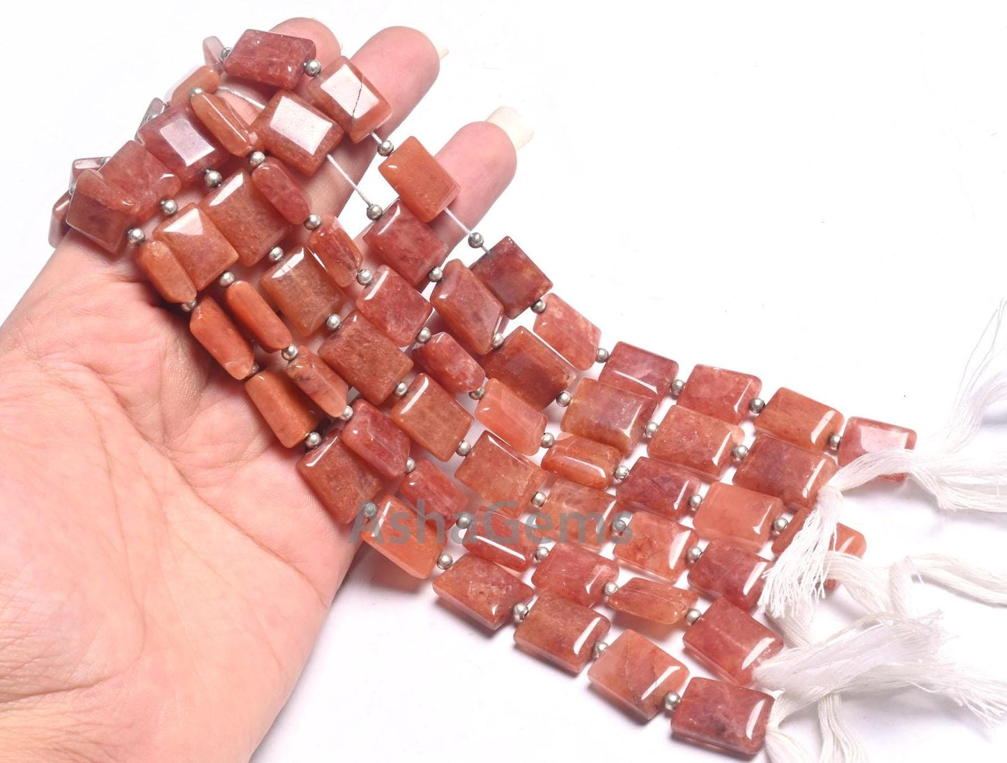 Amazing Dark Peach Quartz Smooth Rectangle Shape Gemstone Beads,9" Quartz Fancy Chicklet Straight Drill Handmade Beads Jewelry making Crafts