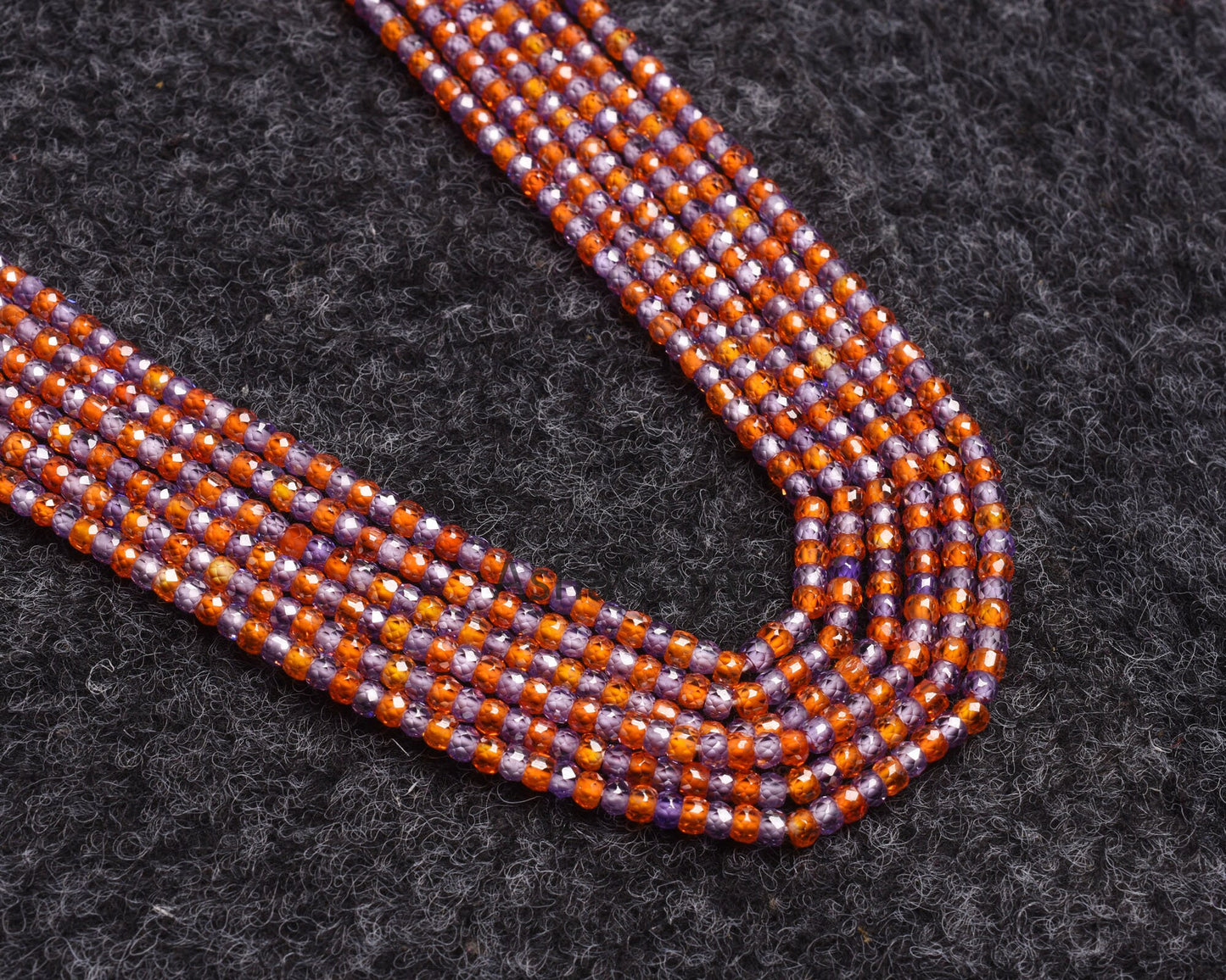 AAA multi orange Blue zircon Faceted Rondelle beads13" Cubic Zircon orange Blue One By One sequence Strand Micro Cut 3mm Zircon Bead Jewelry