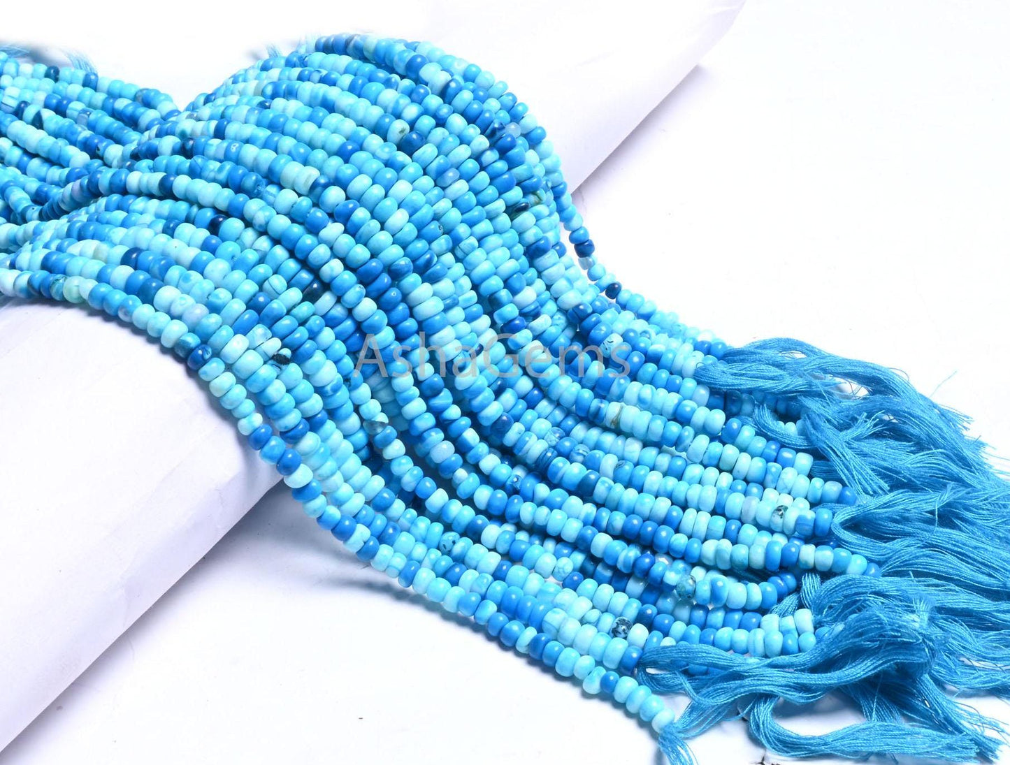 Beautiful Blue Opal Rondelle Shape Gemstone Beads, Shaded Turquoise Blue Opal Handmade Flat Rondelle Uneven Beads Jewelry Making Craft SALE