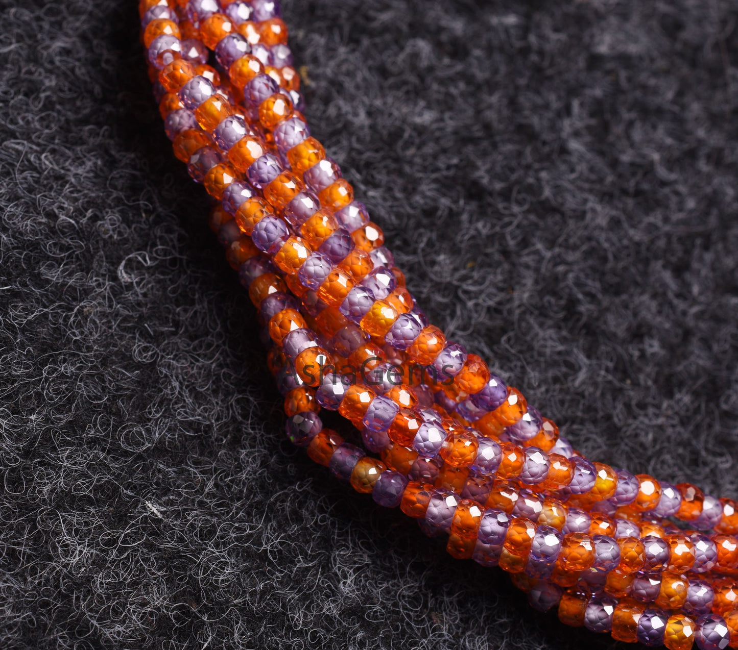 AAA multi orange Blue zircon Faceted Rondelle beads13" Cubic Zircon orange Blue One By One sequence Strand Micro Cut 3mm Zircon Bead Jewelry