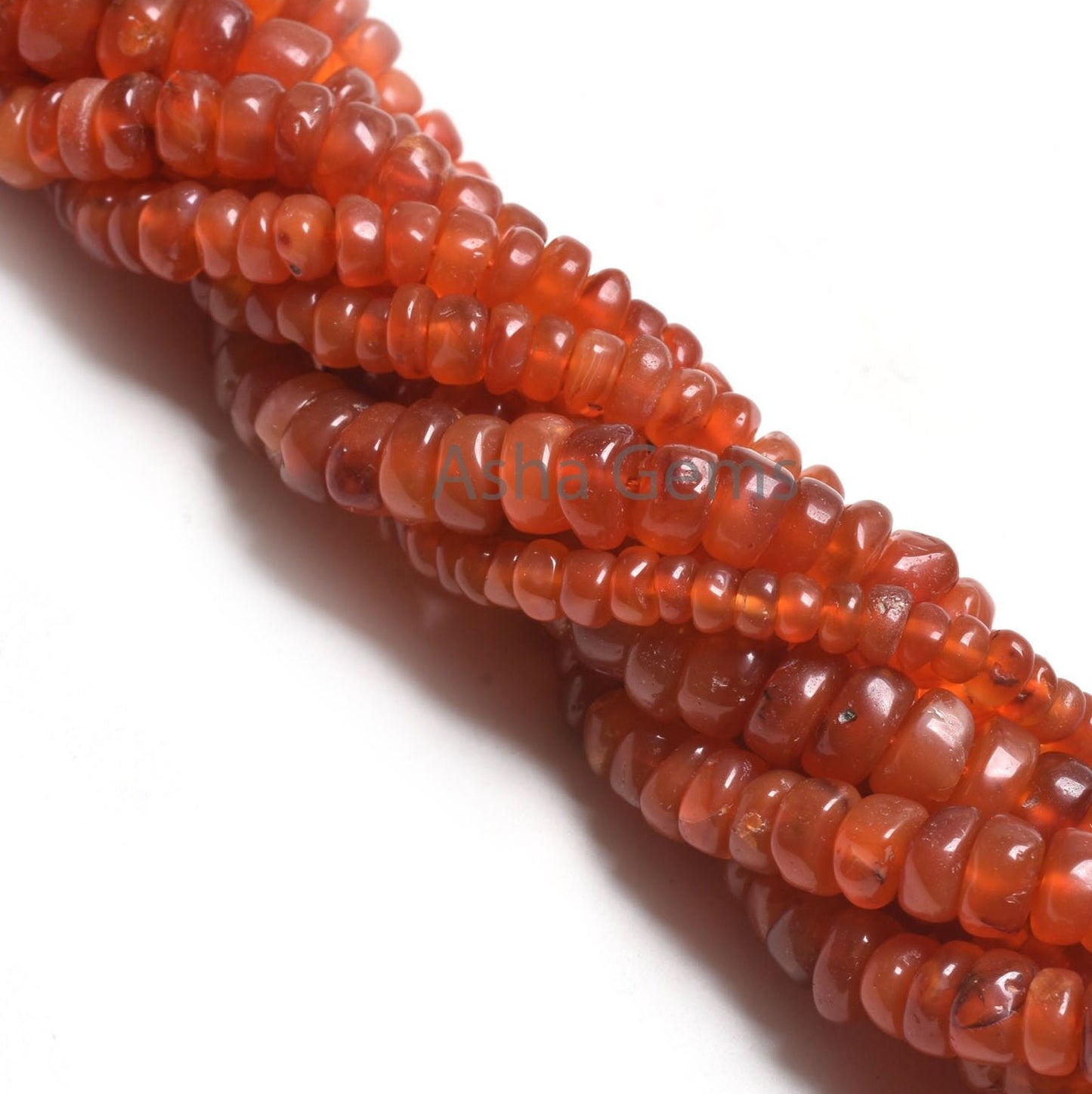 Beautiful Carnelian Smooth Gemstone Beads,12" Red Orange Carnelian Plain Handmade Flat Rondelle Uneven Beads Carnelian Jewelry Making Crafts