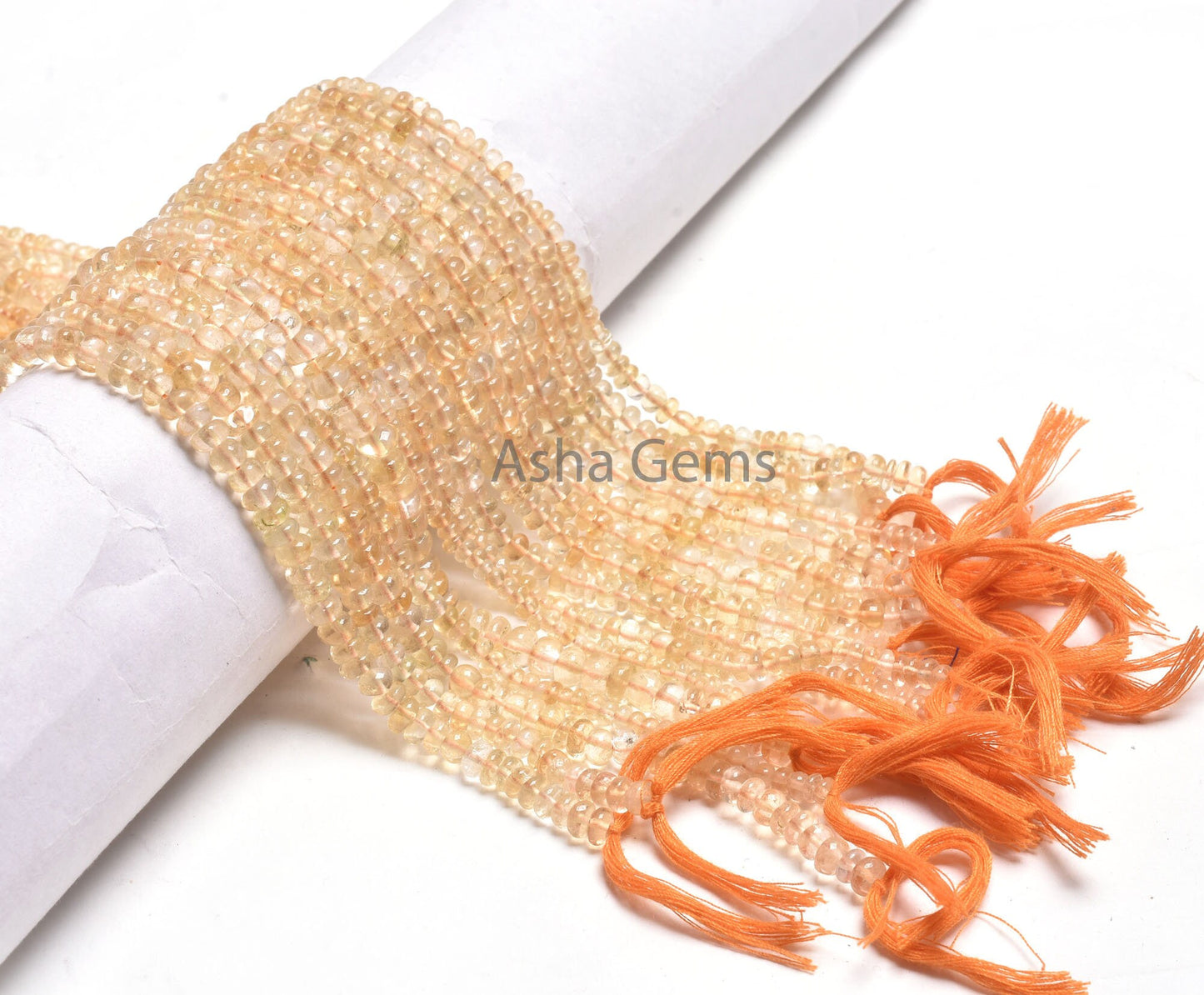 Natural Citrine Quartz Smooth Rondelle Beads, Yellow Citrine Plain Handmade Gemstone Loose Beads,12" Citrine Beads Jewelry Making Craft SALE