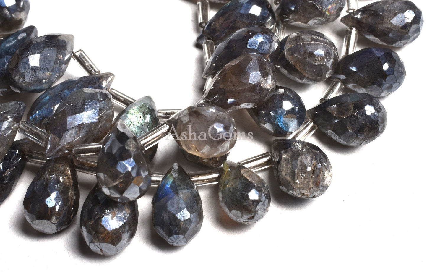 Amazing Labradorite Silver Coated Faceted Drop Shape Beads, Mystic Coated Black Rainbow Teardrop Beads Flashy Labororite Drops Beads Jewelry