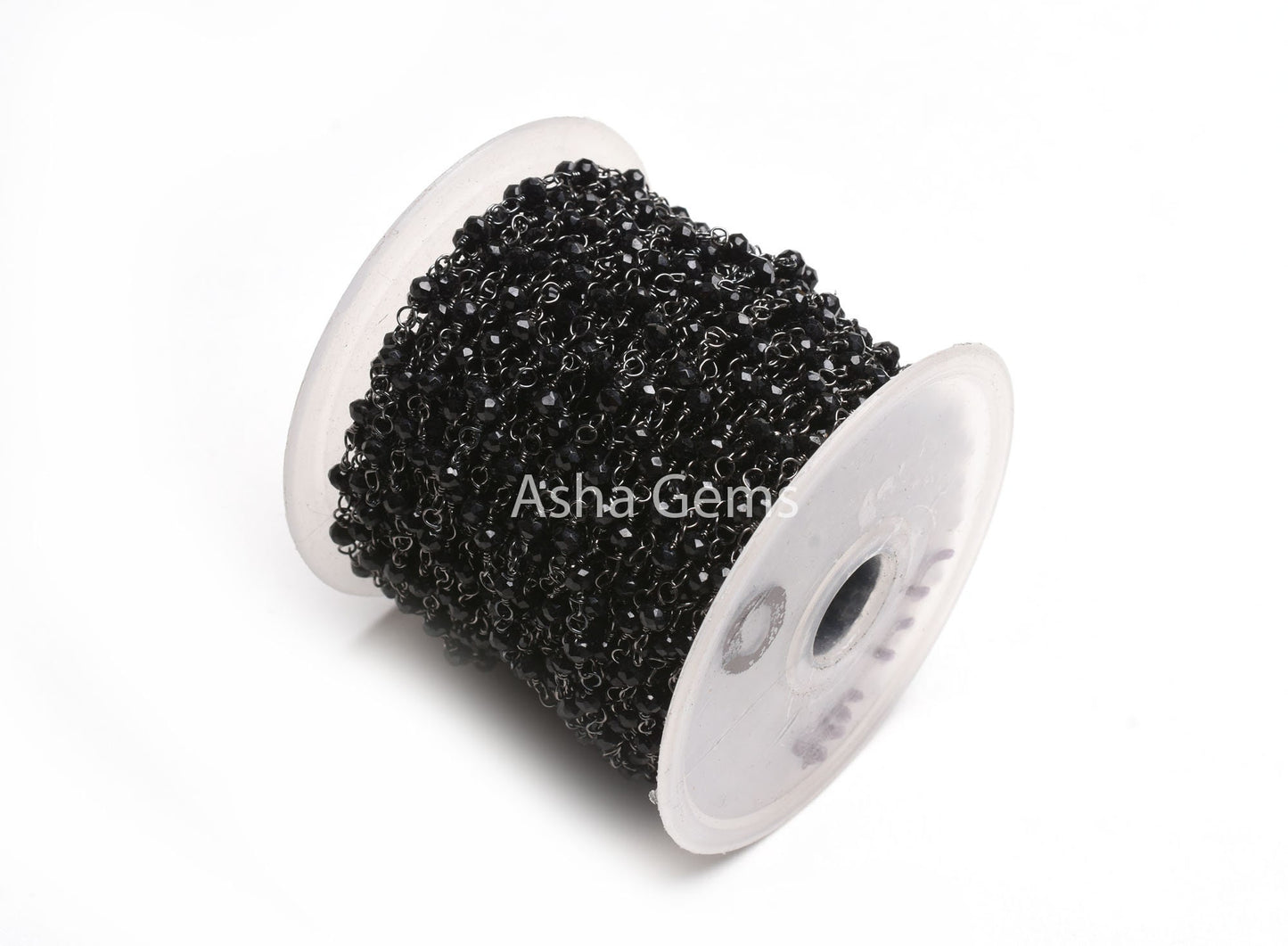 3,5,10,25,50 Feet,Gunmetal Black Spinel Hydro Faceted Rondelle Beaded Rosary Chain,Jewelry Making, Finding, Wire Wrapped Chain,3-3.5mm,Chain