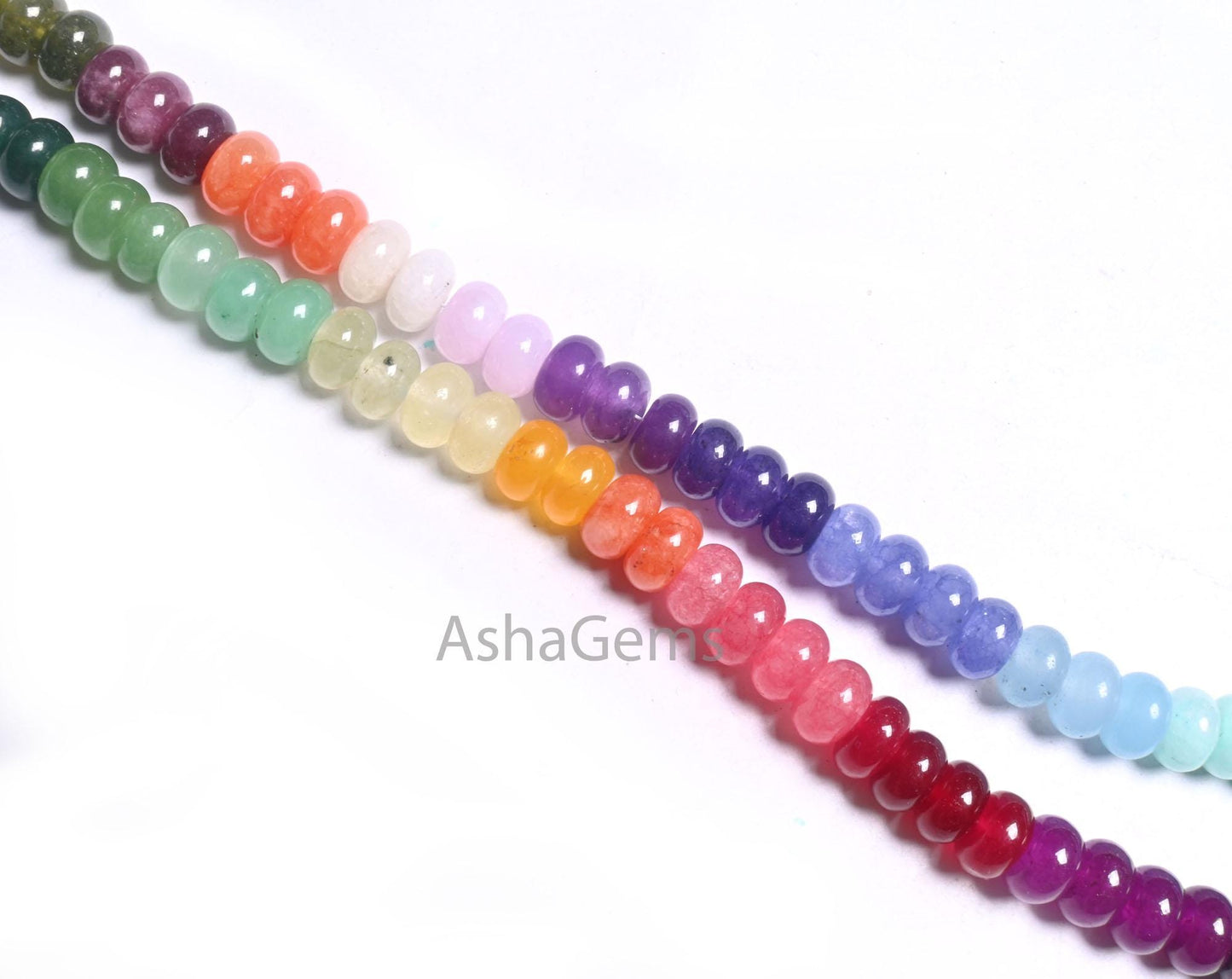 16" AAA Quality Multi Jade Quartz Smooth Rondelle Beads Necklace,8 mm Shaded Rainbow Quartz Plain Gemstone Beads Necklace Jewelry handicraft