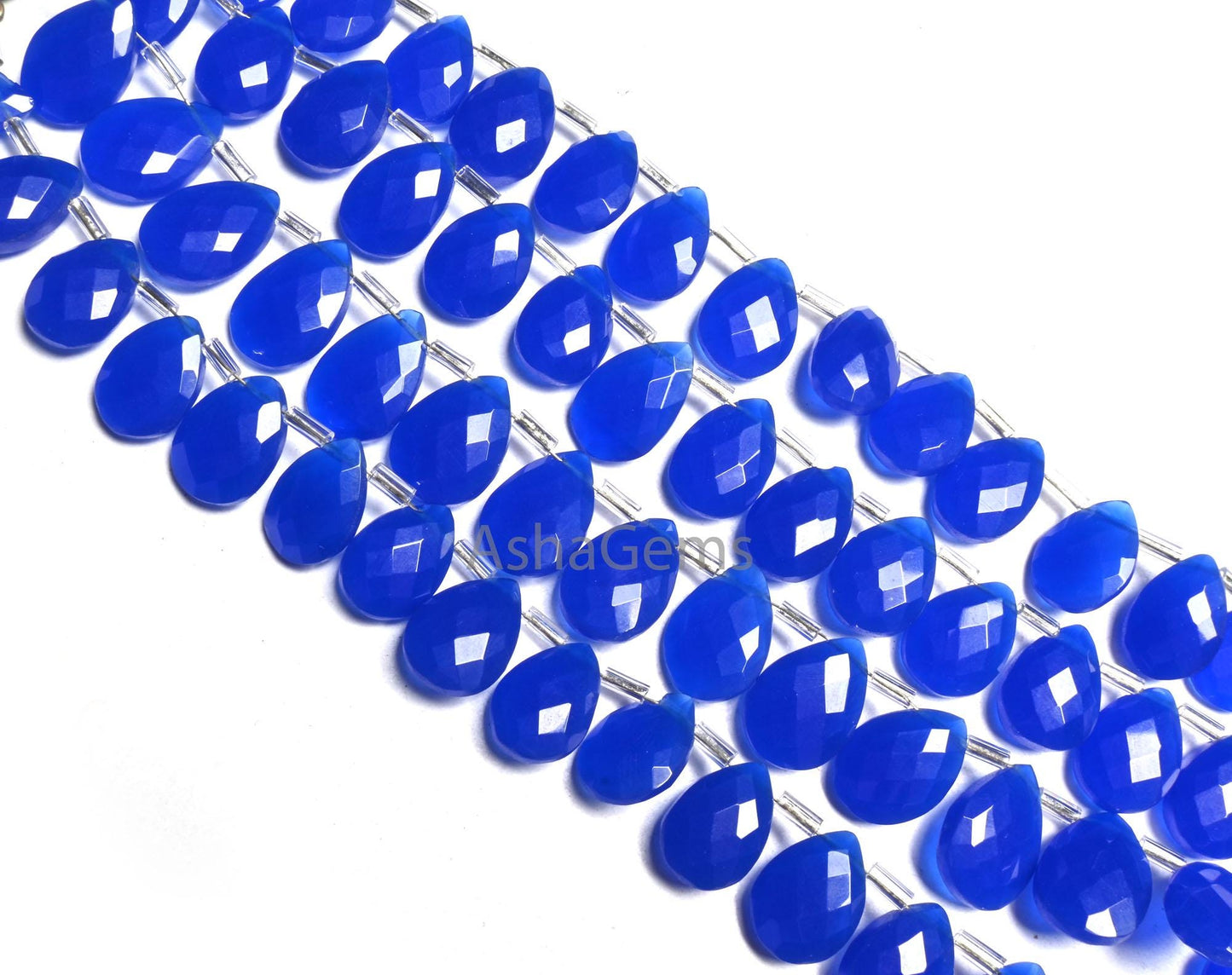 Beautiful Royal Blue Quartz Hydro faceted Pears Side Drill Beads,8" AAA Blue Hydro Faceted Teardrop Briolette Bead Jewelry Making Craft SALE