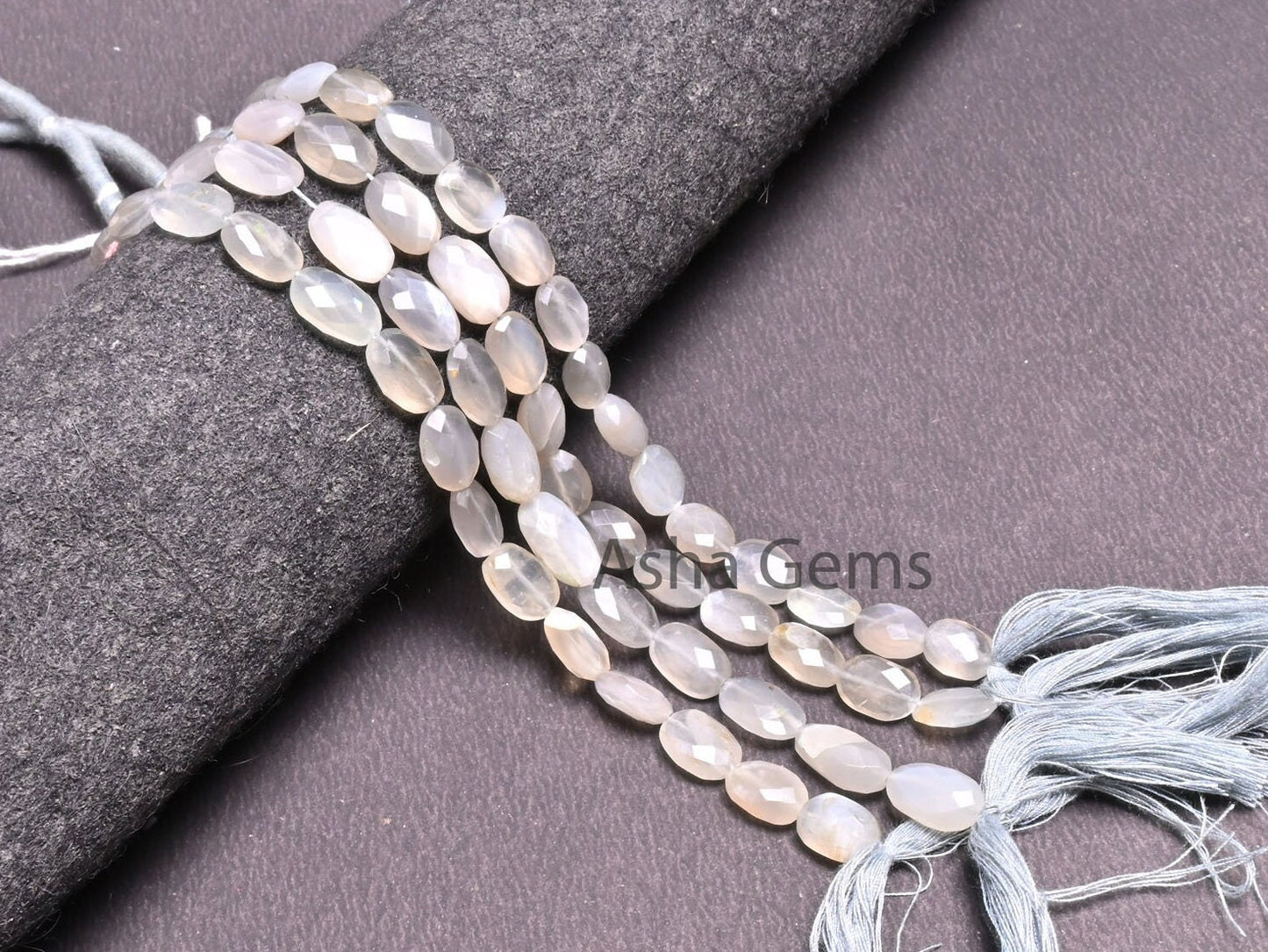 Fine Grey Moonstone faceted Oval Gemstone Beads,9" Strand Natural Moonstone Oval Briolette Straight Drill Beads, grey Moonstone Bead Jewelry