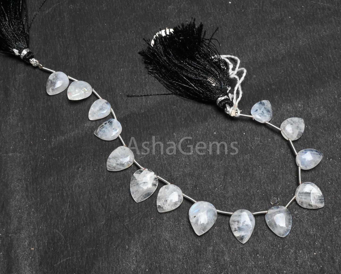 Natural White rainbow Pears cabochon Gemstone Beads, Blue Fire Moss rainbow Moonstone Plain Handmade Teardrop Moonstone fancy Beads Jewelry