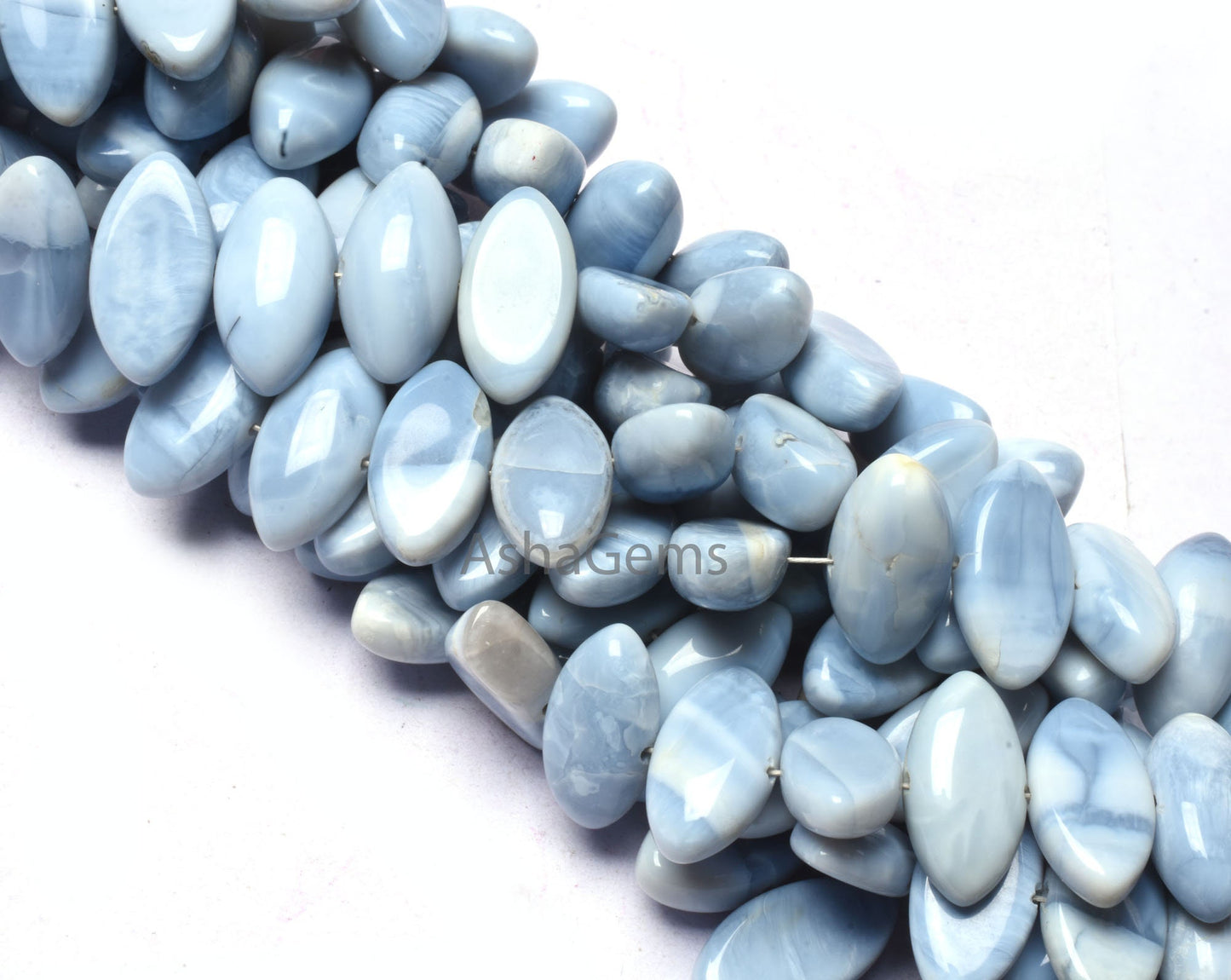 Beautiful Blue Oregon Opal Smooth Marquise Shape Beads,8" Strand Blue Opal Table Flat Marquise Beads, Opal Plain Handmade Beads Jewelry SALE