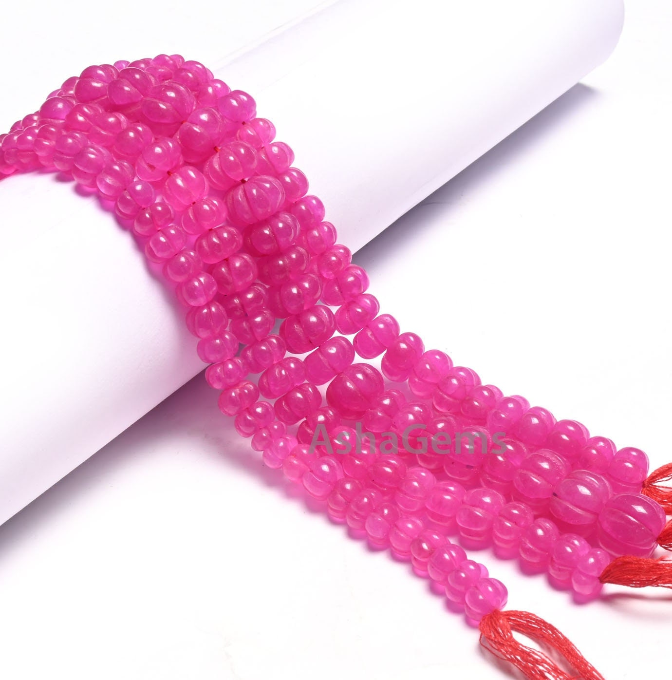 Beautiful Pink Quartz carving Watermelon Beads, Fine Pink Quartz Carved Handmade Pumpkin Gemstone Melon Beads Curved Necklace Jewelry Crafts