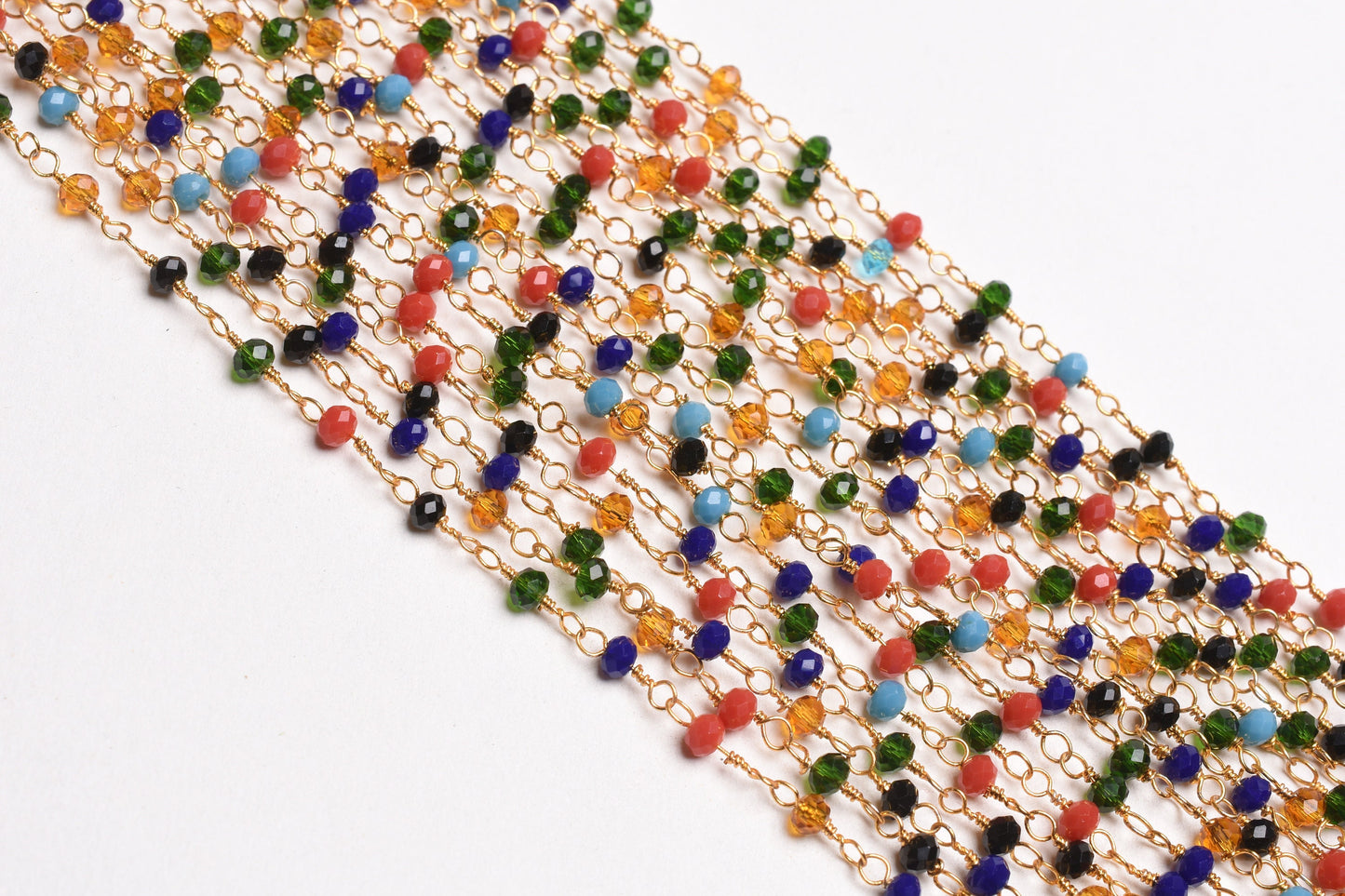 Beautiful Multi Disco Hydro Faceted Rondelle Beads Rosary Chain Gold Plated Wire Wrap Jewelry Making Beaded handmade Colorful Chains Jewelry