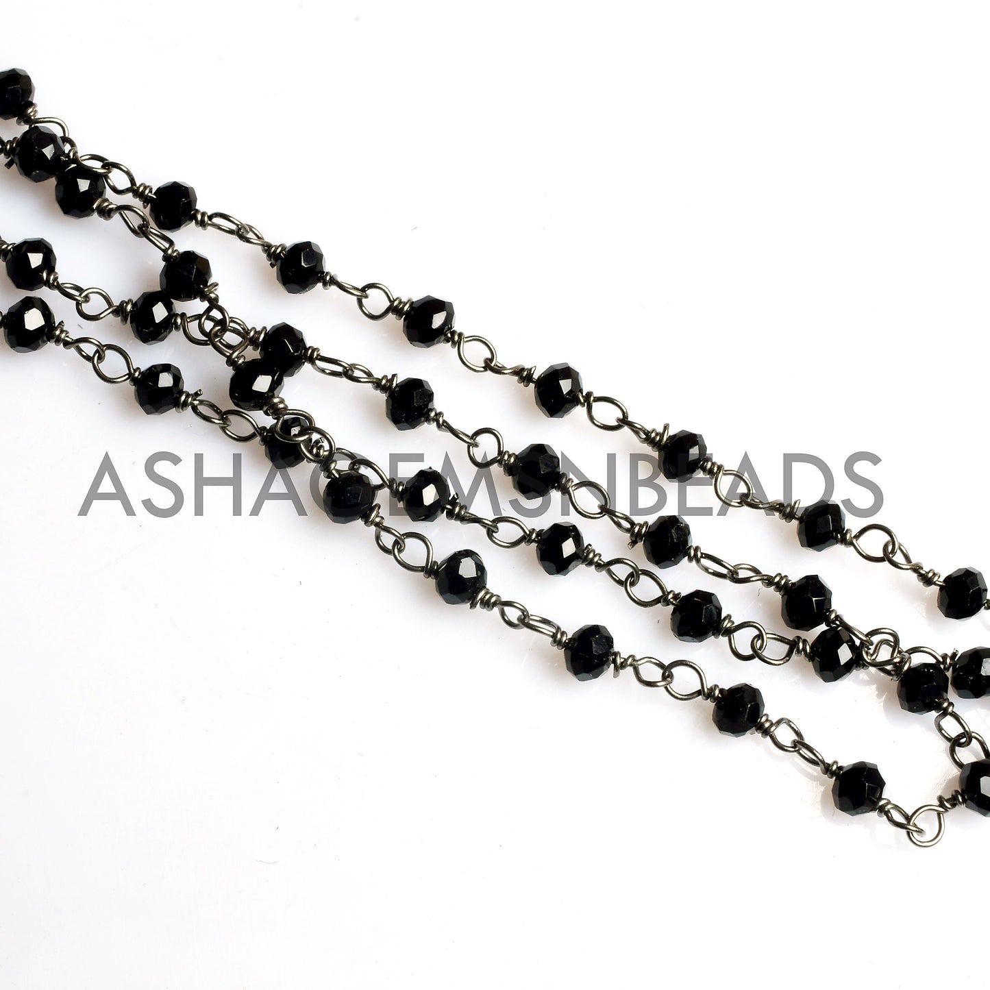 3,5,10,25,50 Feet,Gunmetal Black Spinel Hydro Faceted Rondelle Beaded Rosary Chain,Jewelry Making, Finding, Wire Wrapped Chain,3-3.5mm,Chain