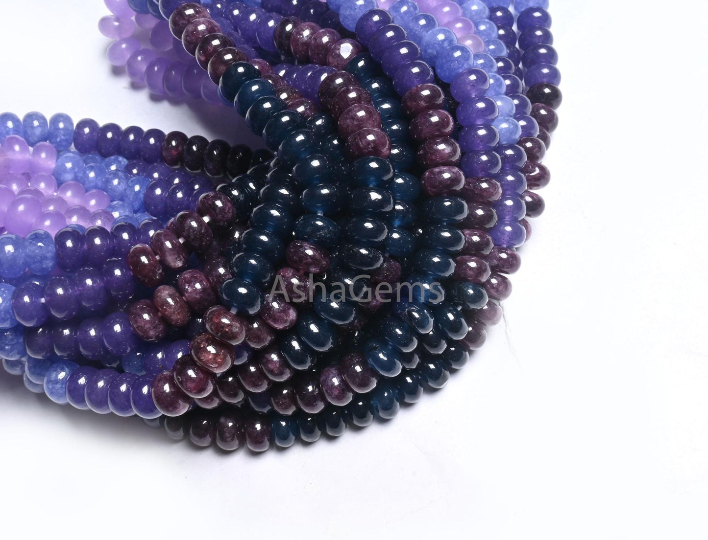 Beautiful Multi Blue Jade Quartz Smooth Rondelle Gemstone Beads,8 mm Disco Shaded Blue Brown Lavender Color Quartz Bead Jewelry making Craft (AG 12306)