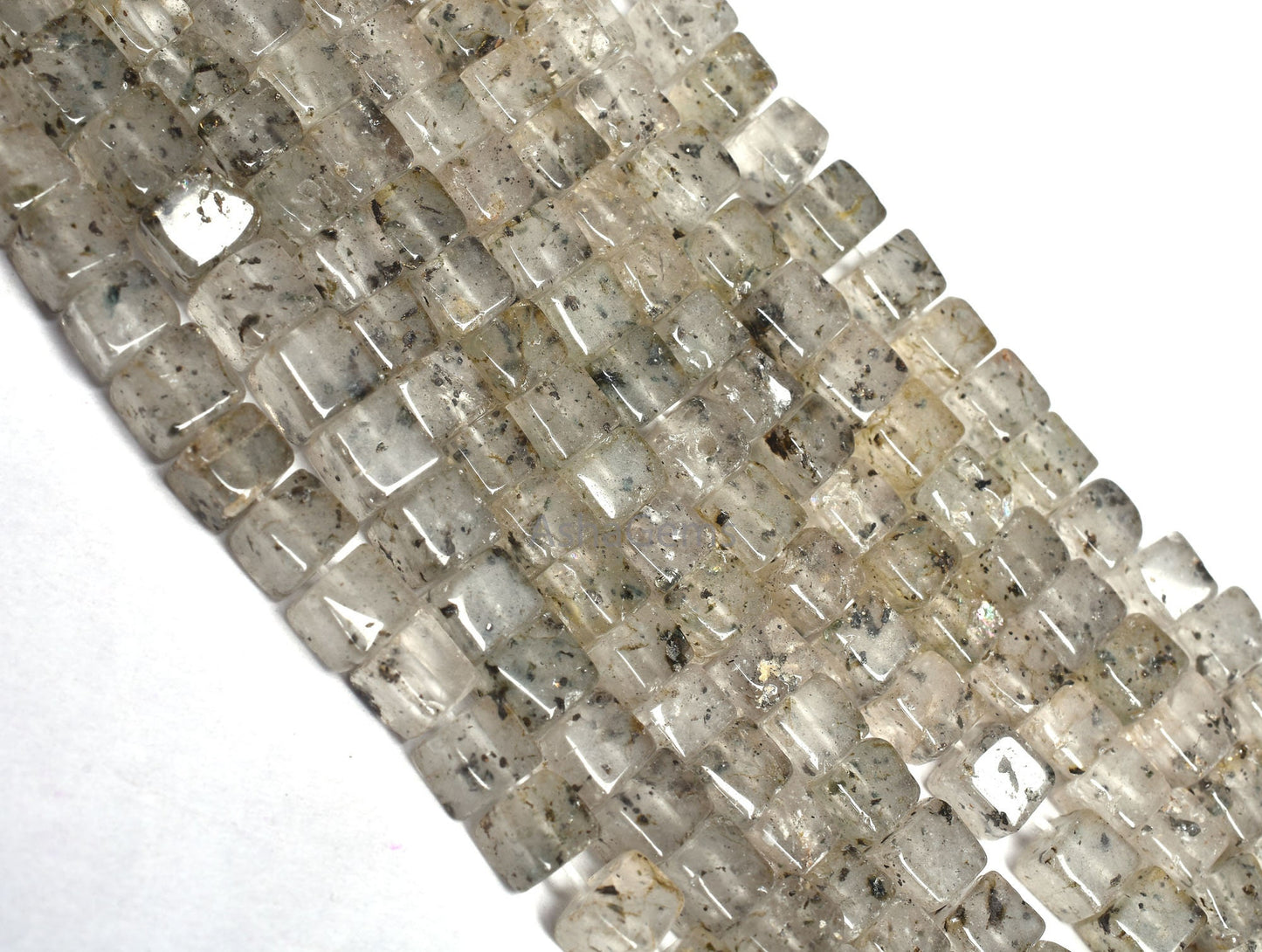 Beautiful Black Dot Quartz Smooth 3D Cube Box Beads,8,16" Strand Natural Dot Quartz Plain Handmade Cube Beads For Jewelry Makings Craft SALE