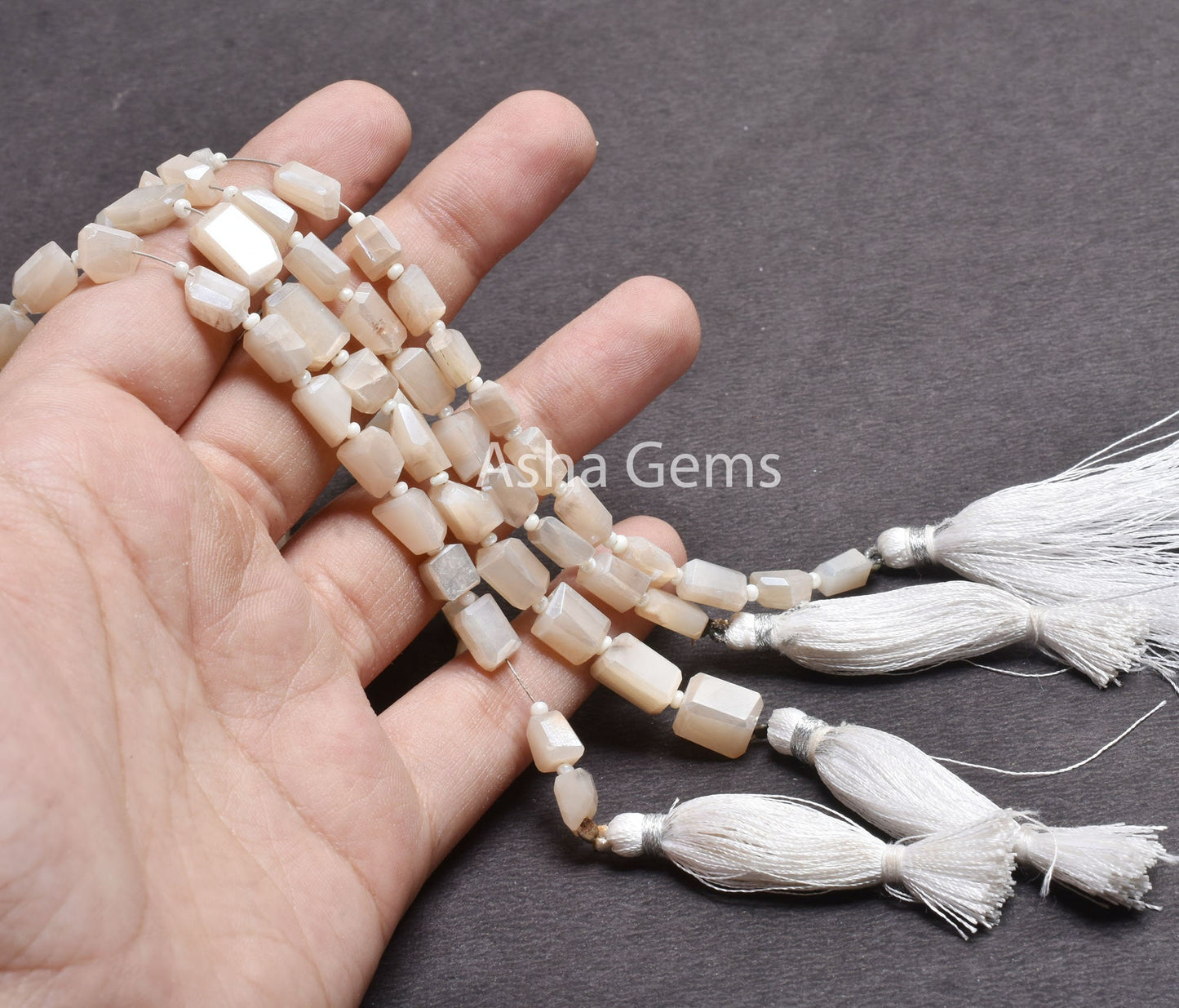 Beautiful Moonstone Silver Coated Faceted Nugget Shape Beads, White Moonstone Coated Tiny Nugget Gemstone Straight Drill Bead Jewelry Crafts (AG 22216)