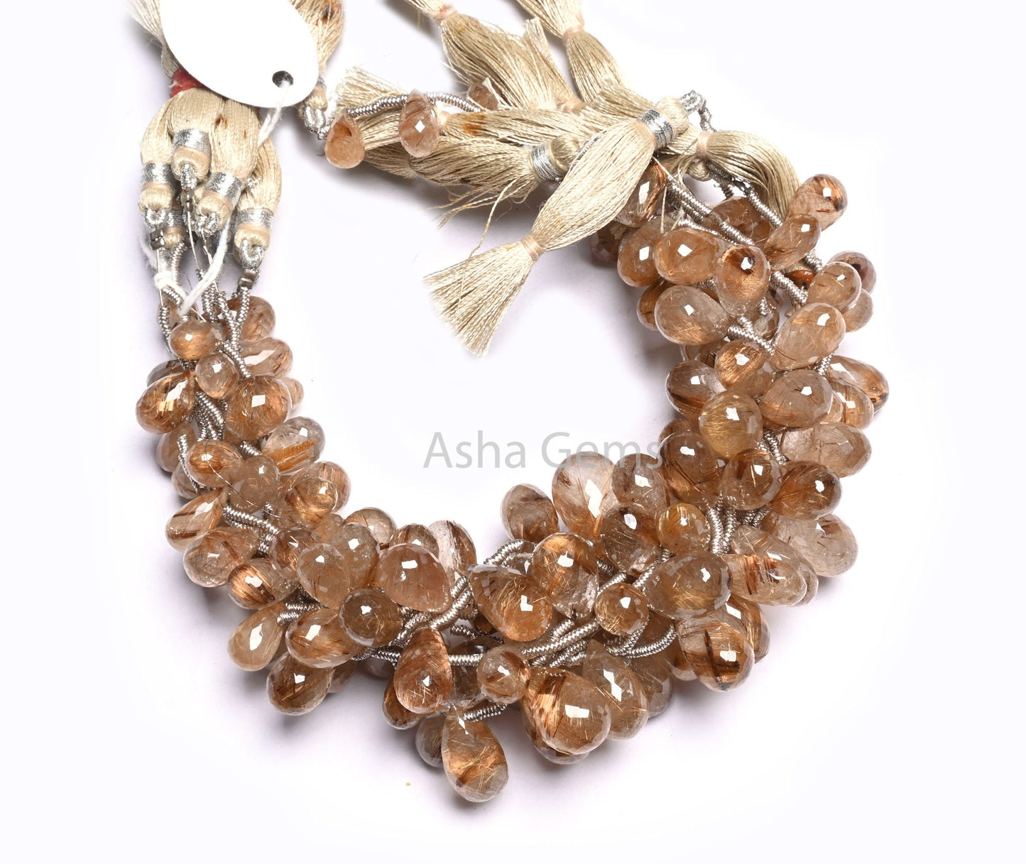 Fine Quality Copper Rutile Faceted Drop Shape Beads, Natural Rutile Quartz Teardrop Briolette Side Drill Gemstone Beads Jewelry Making Craft