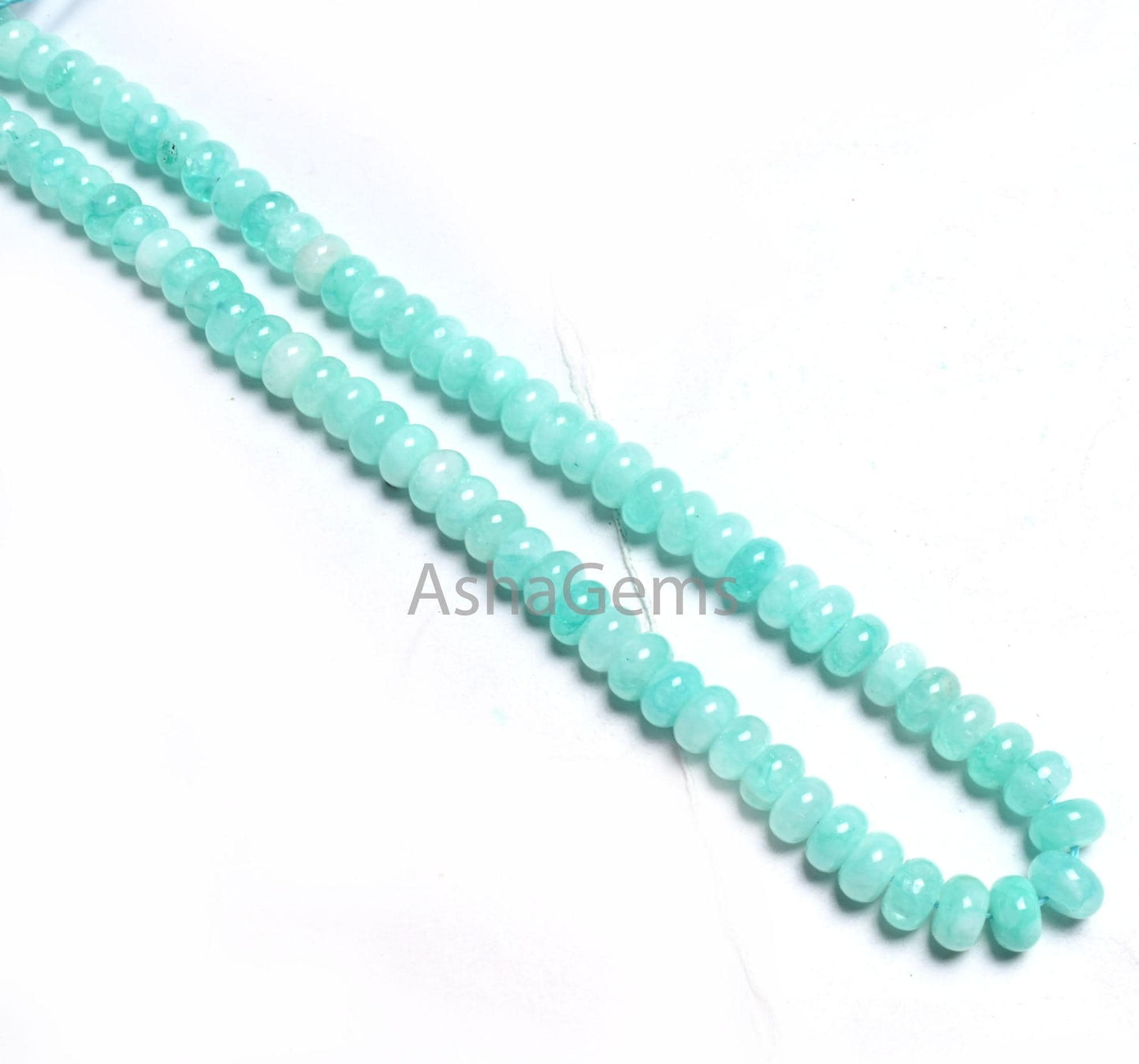 Fine Quality Peru Blue Color Jade Quartz Smooth Rondelle Gemstone Loose Beads,8 mm Neon Sky Blue Quartz Beads Jewelry making Necklace Crafts