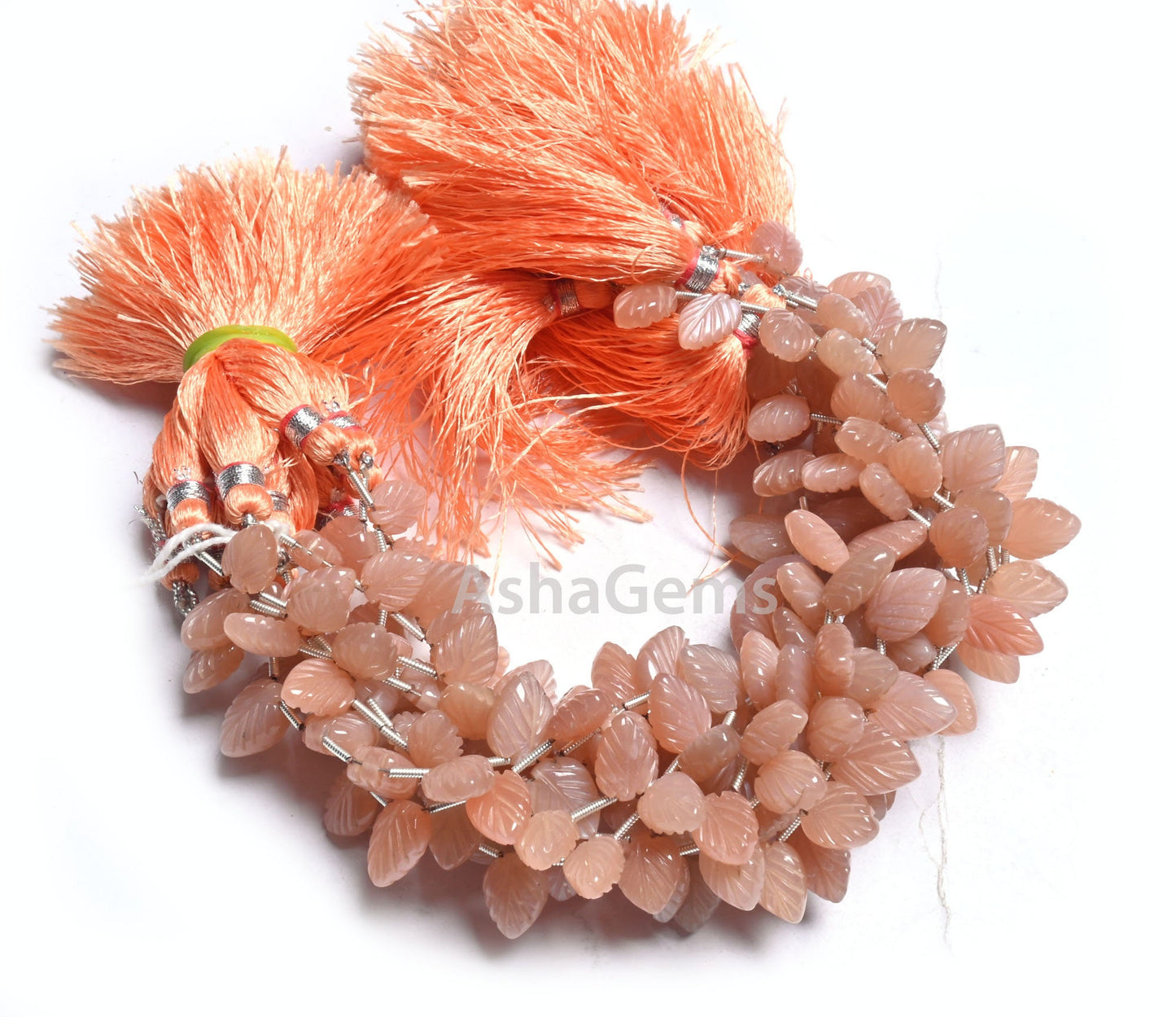 AAA Quality Peach Moonstone Leaf Shape Carving Beads,Natural Moonstone Fancy Carved Pear Briolette Side Drill Gemstone Handmade Bead Jewelry