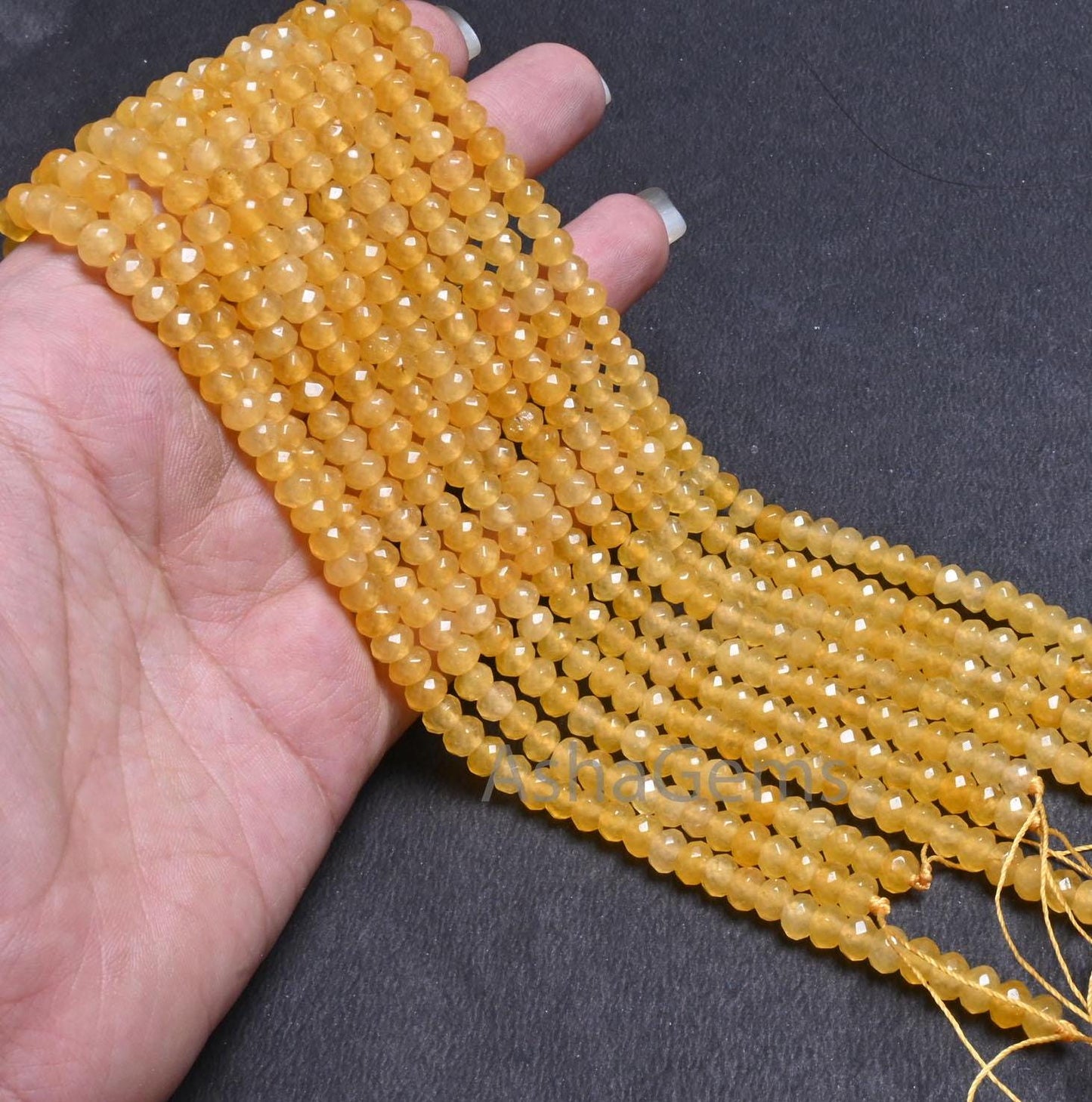 6 mm Fine Yellow Jade Quartz faceted Rondelle Shape Beads, Beautiful Pastel Yellow Jade machine cut Gemstone Beads Jewelry Making Craft SALE