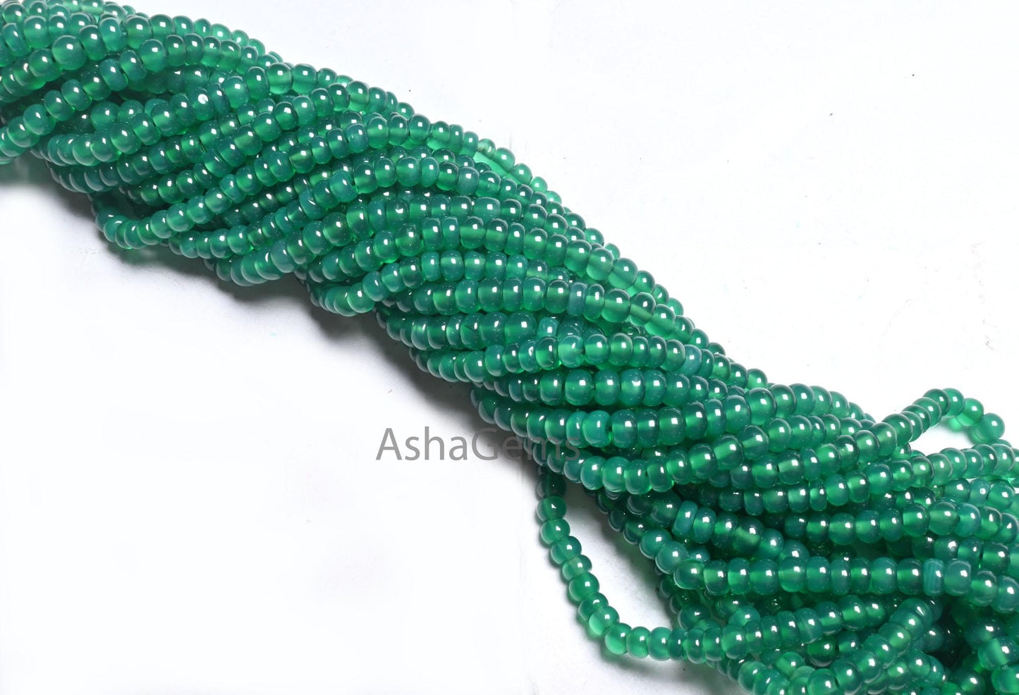 AAA Quality Green Onyx Smooth Rondelle Gemstone Beads,16" Strand Onyx Beads, Beautiful Green Onyx Plain Roundelle Handmade Bead Jewelry SALE