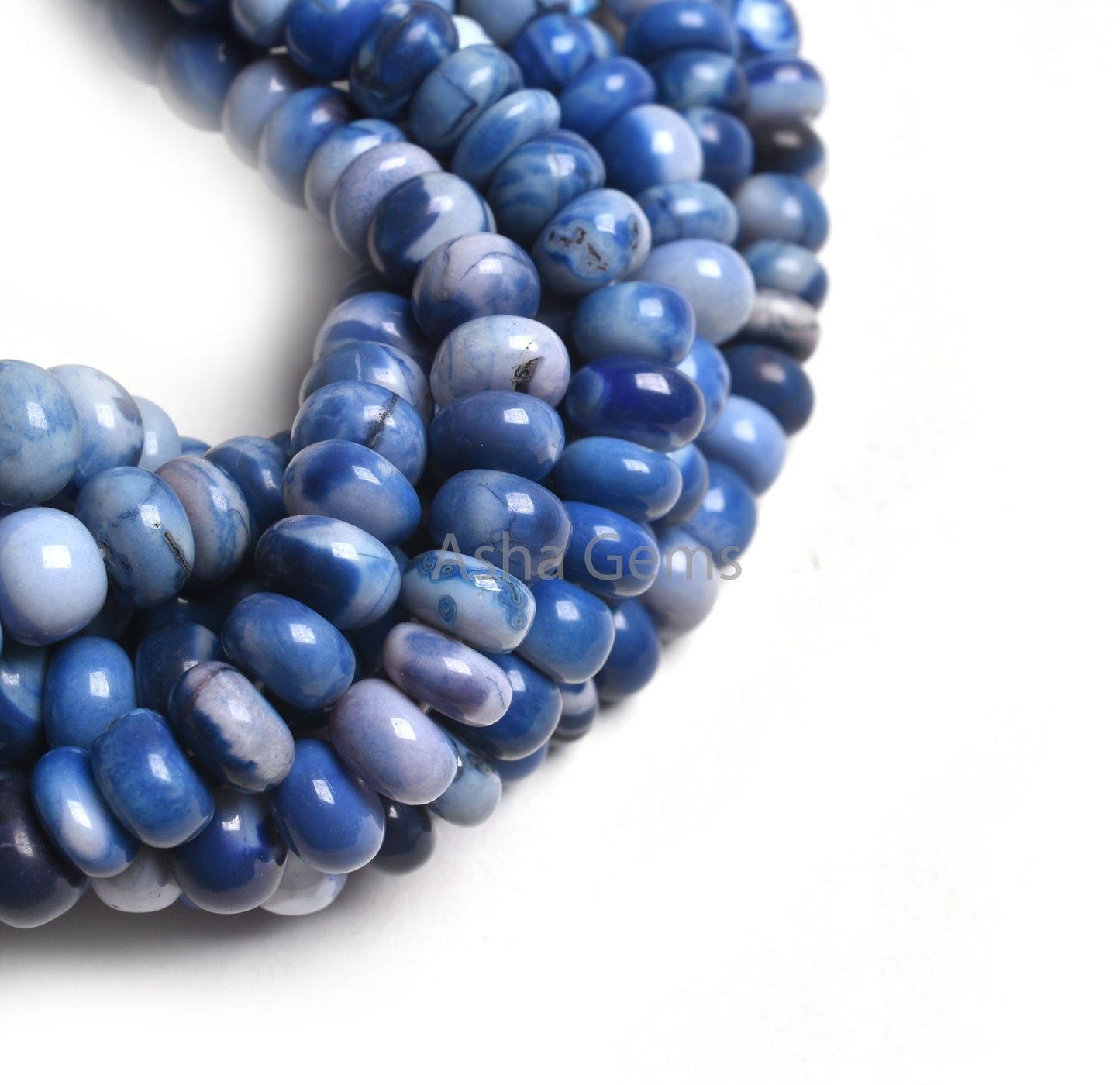 Beautiful Indigo Blue Opal Smooth Rondelle Beads,16" Strand Shaded Blue Opal Plain Handmade Gemstone Beads, Fine Opal Beads Jewelry Makings