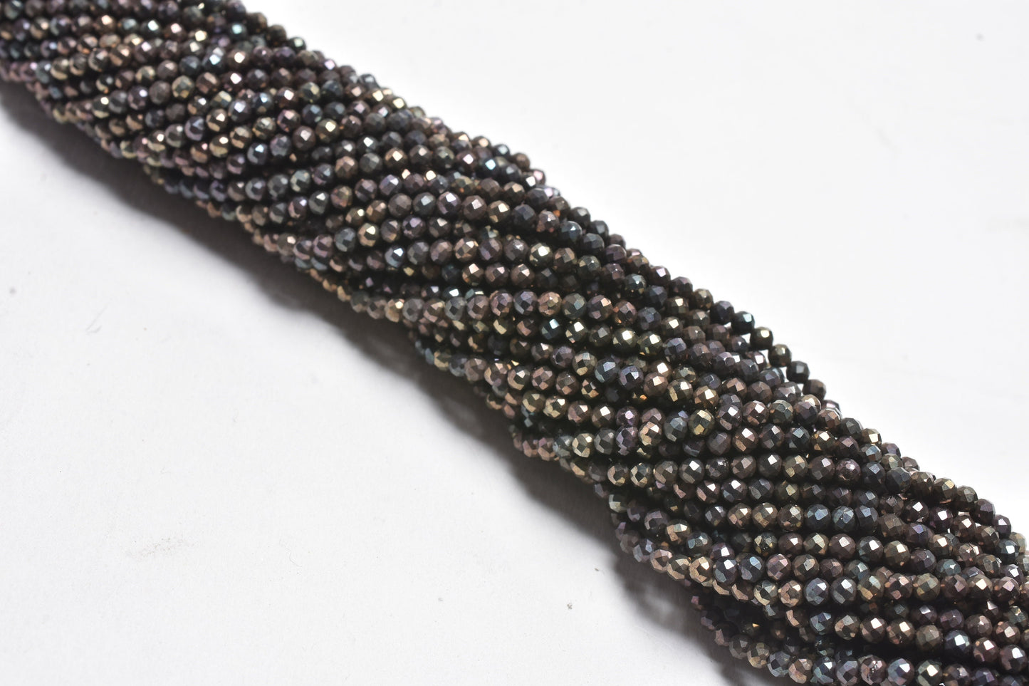 AAA Natural Black Spinal Copper Mystic Coated Micro Cut Beads,2.5mm Spinel Machine Cut Faceted Rondelle Beads, Spinel Tiny Bead Jewelry SALE