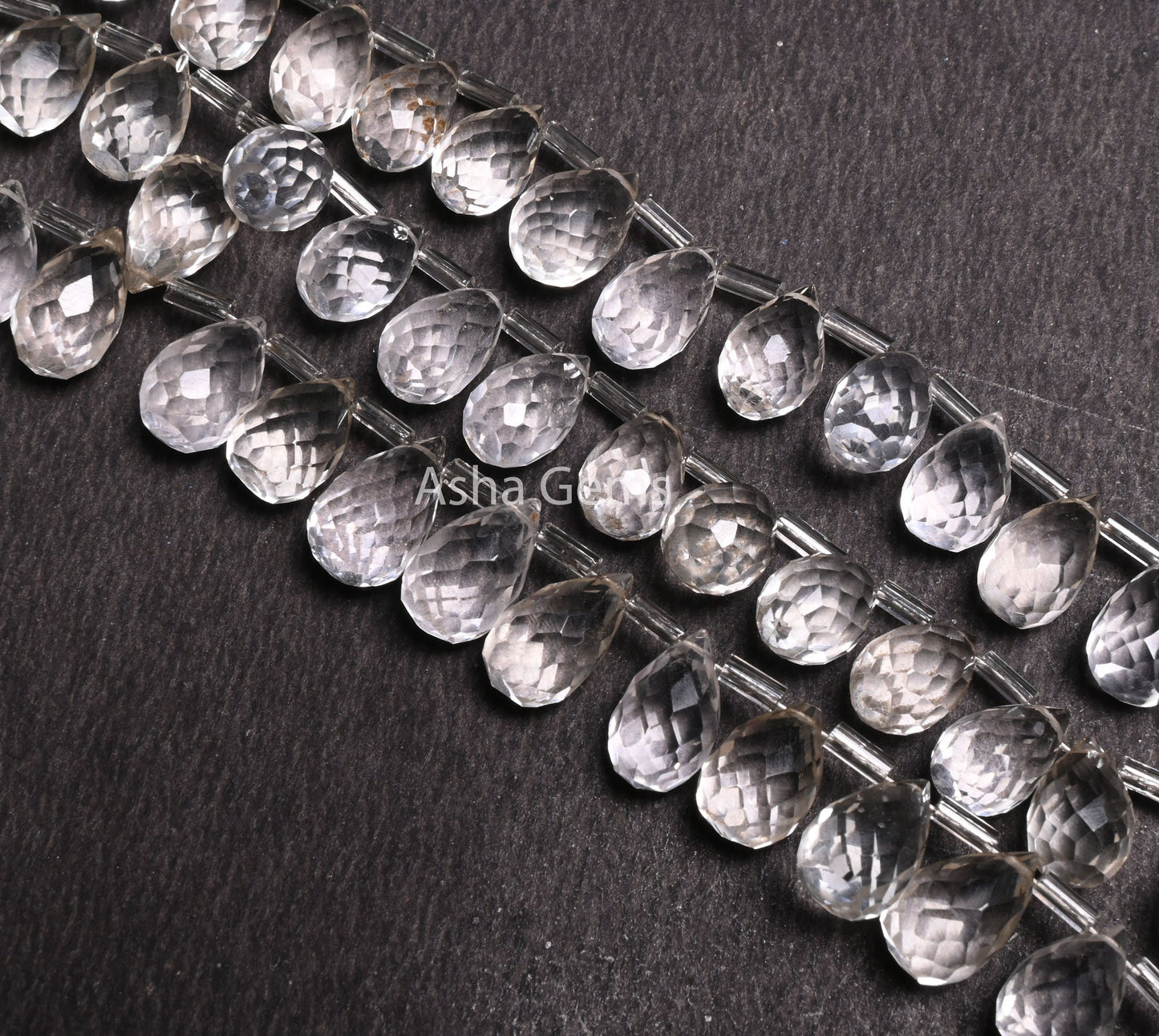 AAA Quality Crystal Quartz Faceted Drop Shape Beads,7"Natural White Crystal Side Drill Teardrop Gemstone Briolette Beads Jewelry Making SALE