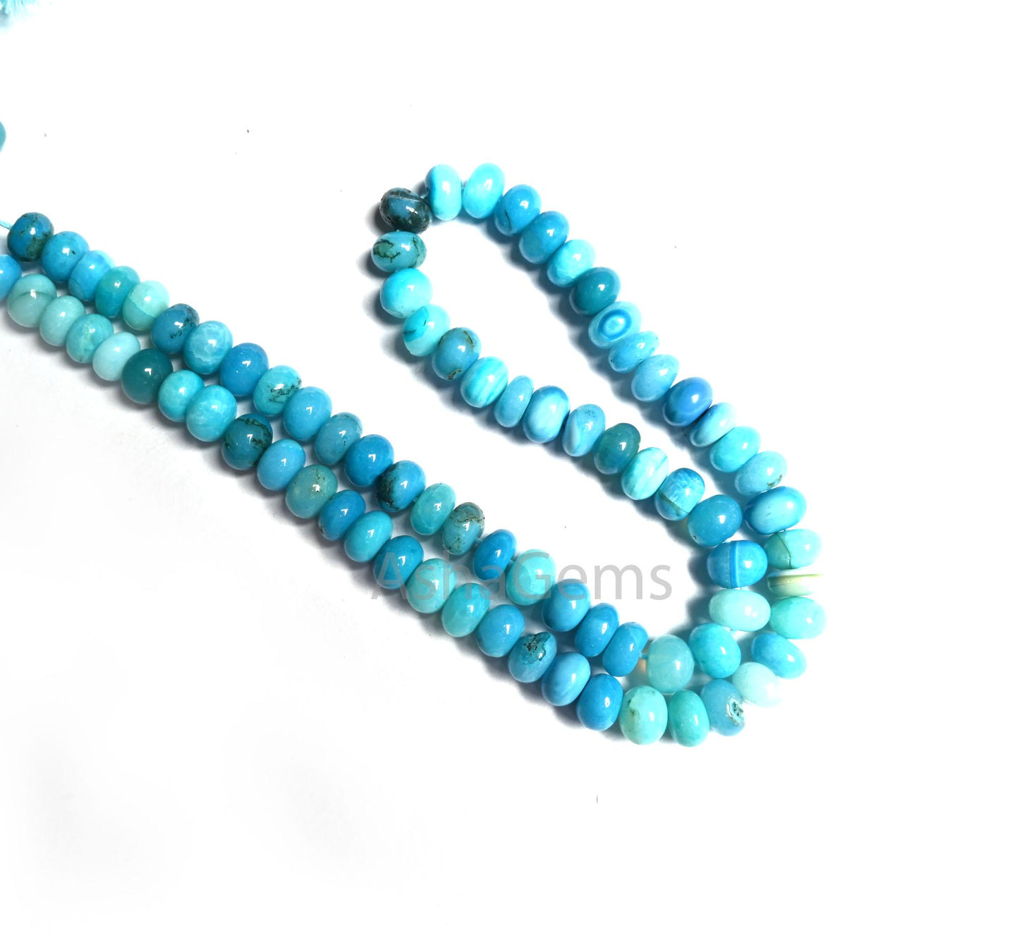 Fine Quality Blue Opal Smooth Rondelle Shape Gemstone Beads,8mm Shaded Blue Opal Plain Handmade Opal Bead Jewelry Making Necklace Craft SALE