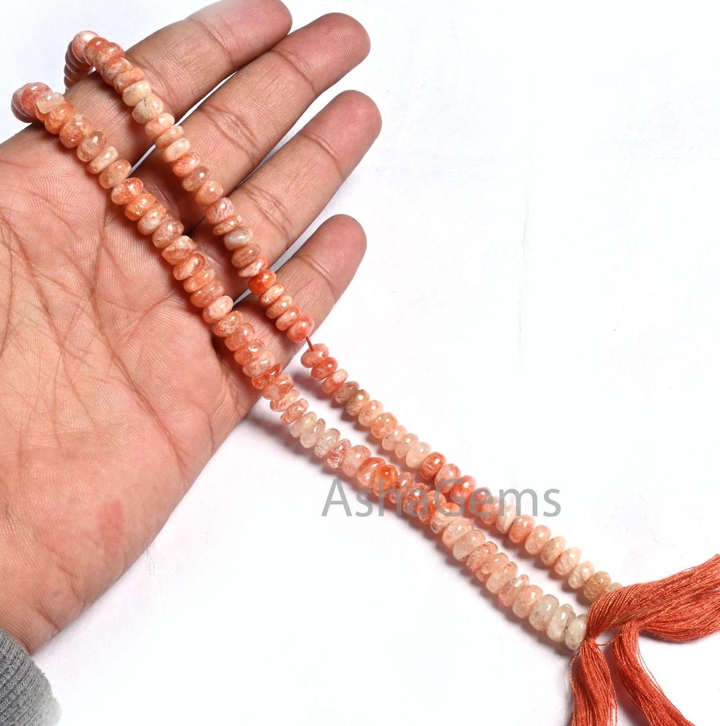 Natural Sunstone Smooth Rondelle shape beads, Shaded Sunstone Plain Handmade Gemstone Loose Beads, Sunstone beads Jewelry making Crafts SALE
