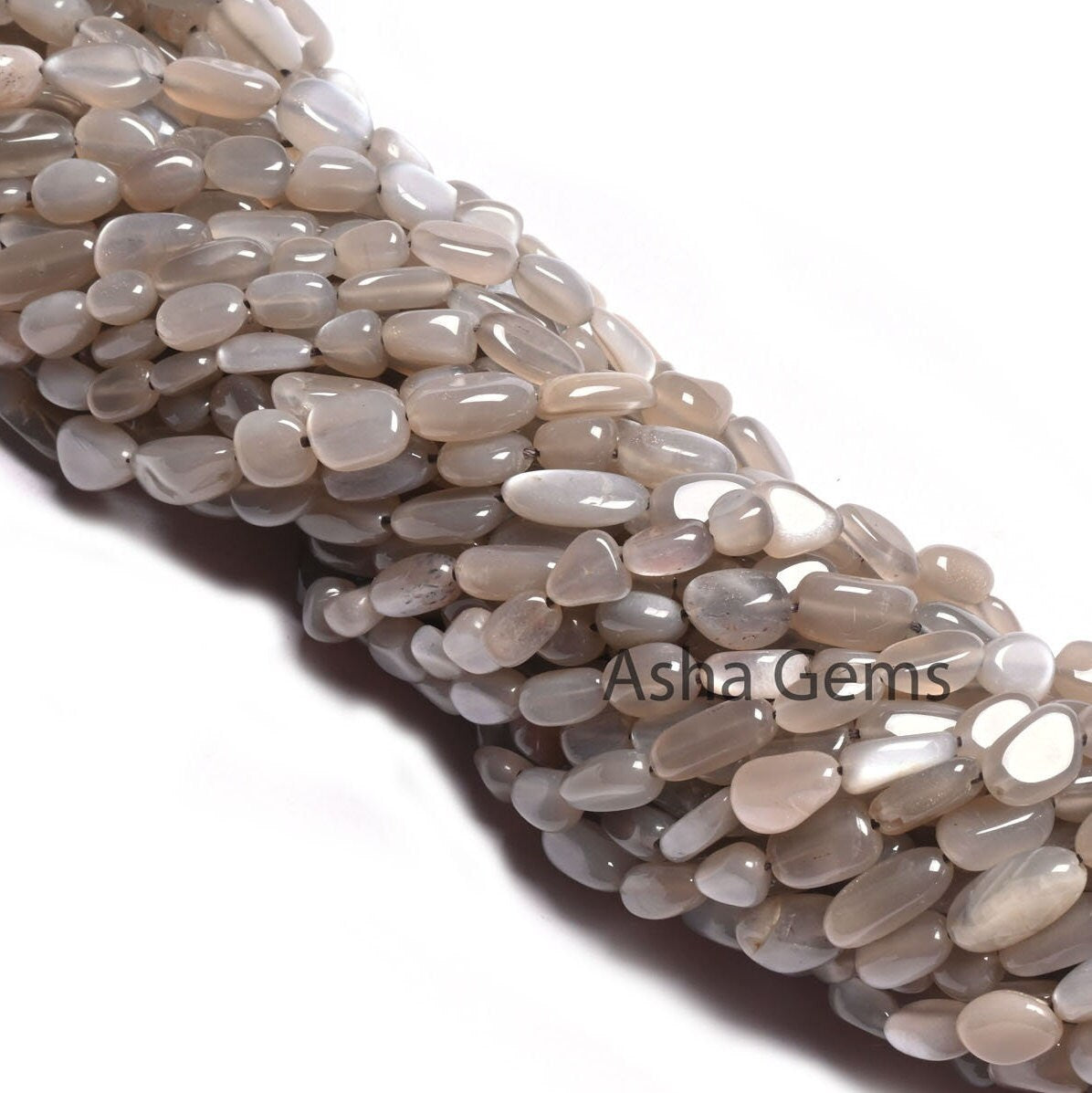 Beautiful Grey Moonstone Nugget smooth Gemstone Loose Beads, Light Grey Moonstone Handmade Tumble Beads Fine Moonstone Jewelry making Crafts (AG 22292)