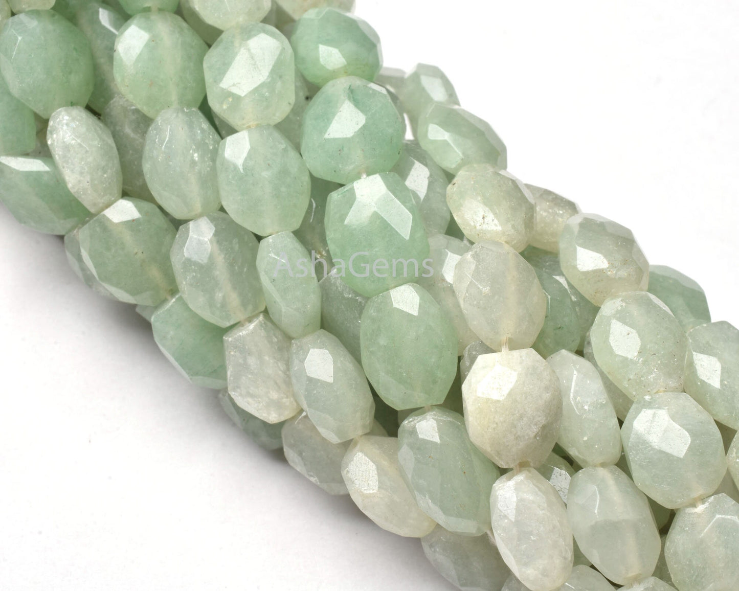 Natural Green Aventurine Faceted Oval Shape Beads,13" Strand Shaded Aventurine Hand Cut Oval Gemstone Beads, angoori Margaj Beads Handmade