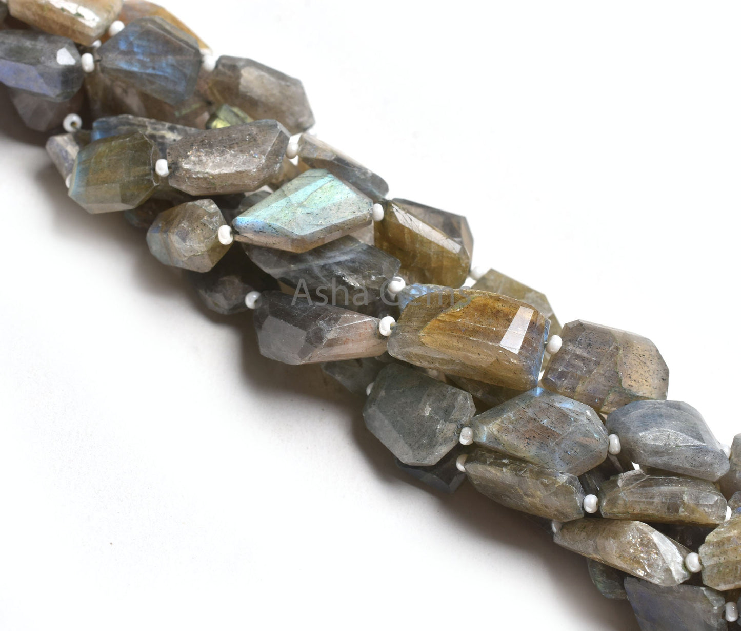 14" Strand Natural Labradorite Faceted Nugget Gemstone Beads, Multi Flash Labradorite Nugget Briolette Beads Black Rainbow Bead Jewelry SALE