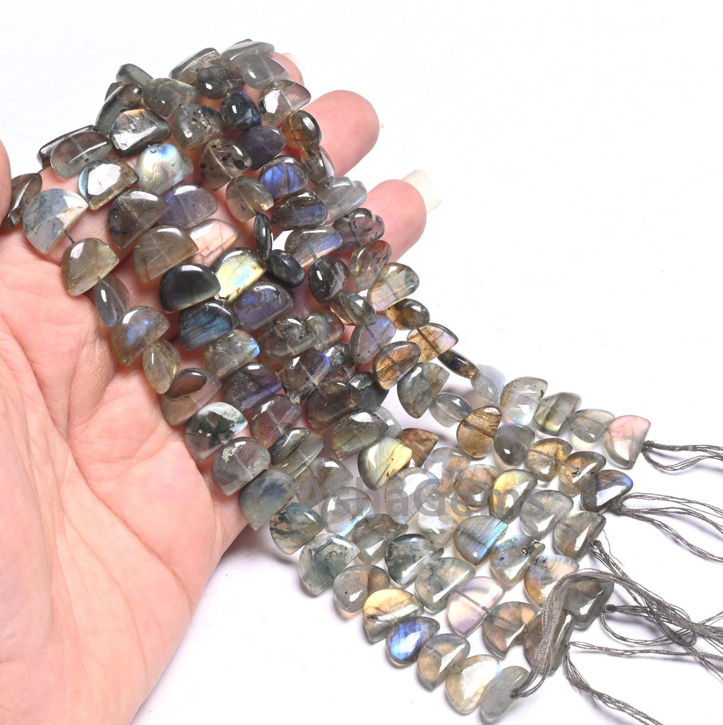 Natural Flash Labradorite Fancy D Shape Smooth Beads,8.5" Multi Fire labradorite half Moon Smooth Handmade Gemstone Bead Jewelry Crafts SALE