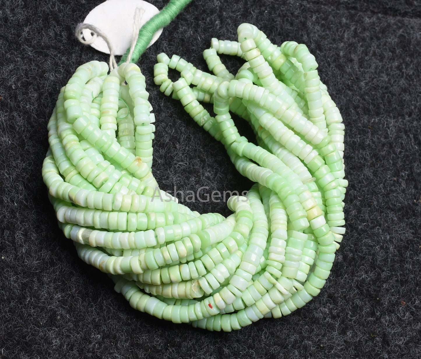AAA Green Opal Smooth Tyre Shape Beads, Shaded Parrot Green Opal Plain Handmade Heishi Tyre Gemstone Beads, Opal Beads For Necklace Jewelry
