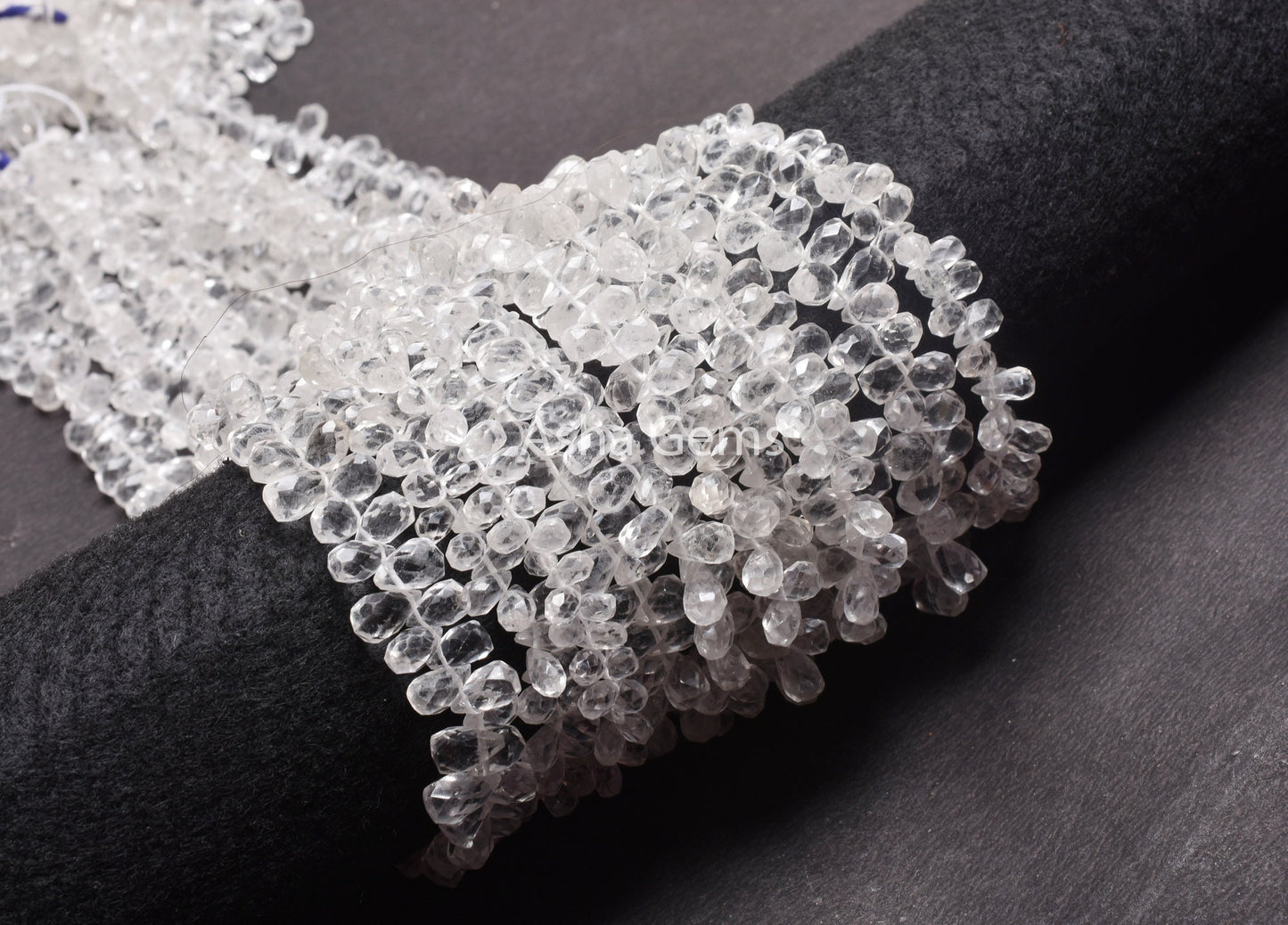 White Crystal Quartz Faceted Drops Gemstone Beads, Natural Crystal Teardrop Briolette Side Drill Beads, Fine Crystal Bead Jewelry Craft SALE