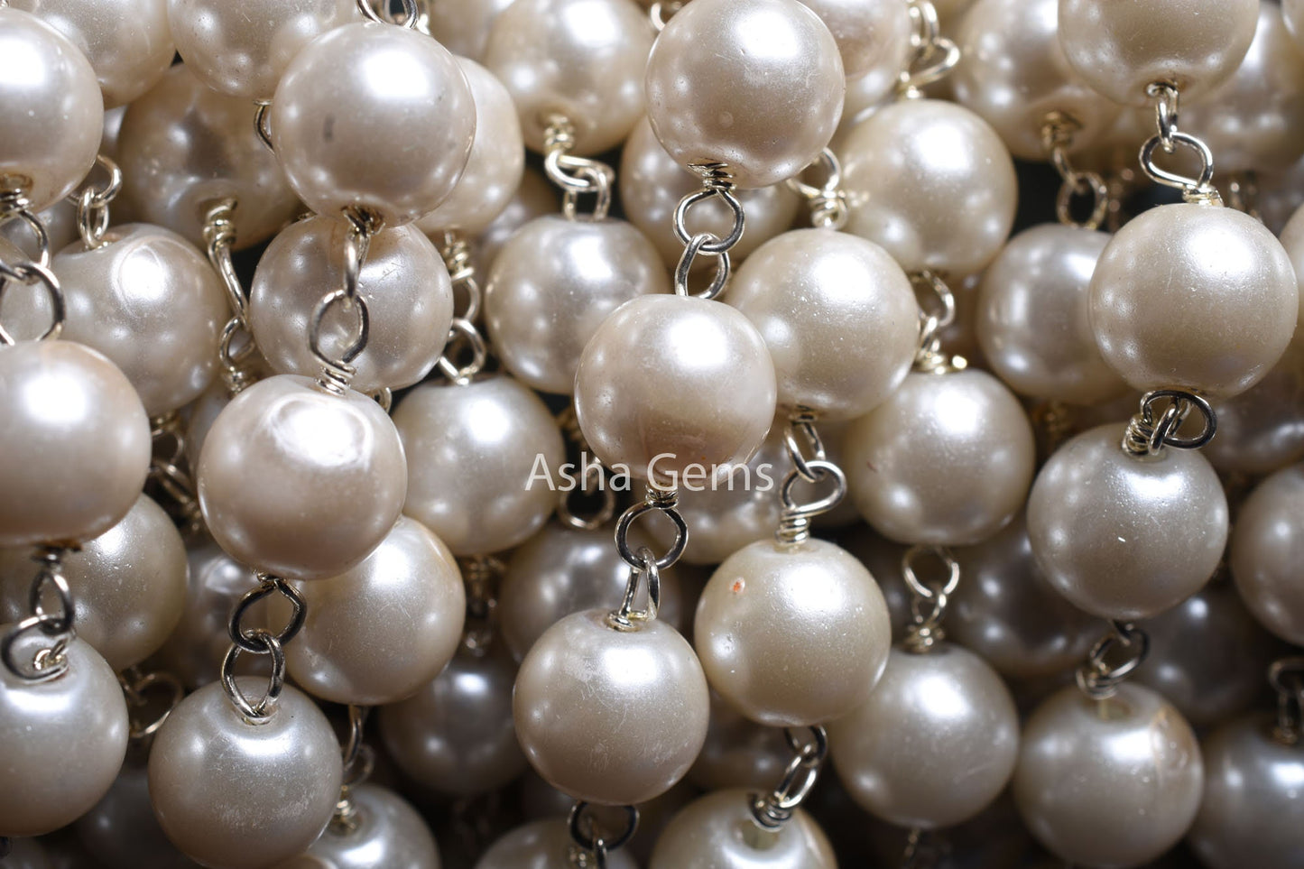 8mm Beautiful White Pearl Hydro Rondelle Beads Rosary Chain Gold Silver Copper Plated Wire Wrap Chains Jewelry Making Necklace Chain By Feet
